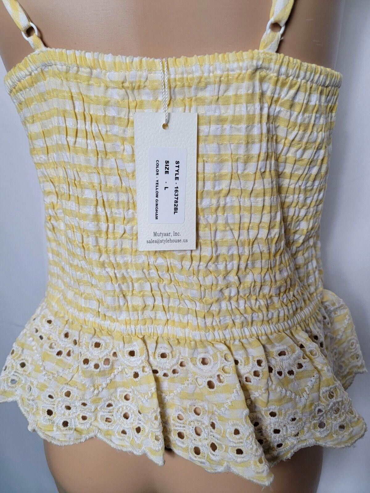 Designer Sim And Sam Womens Top Striped Gigham Spaghetti Strap Large Size L / US 10 / IT 46 - 4 Thumbnail