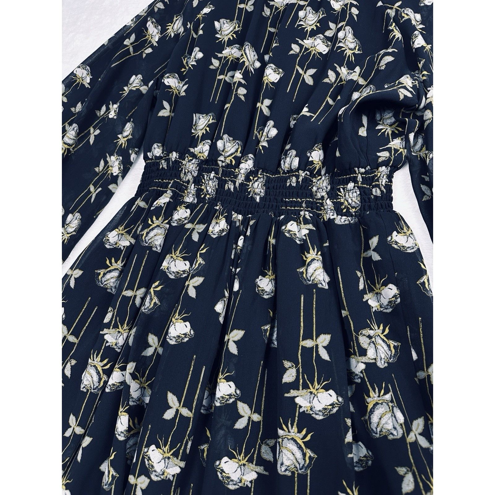Other Rachel Roy Smocked Floral Mini Dress XL Black Sheer Flowy Size XL / US 12-14 / IT 48-50 - 7 Thumbnail