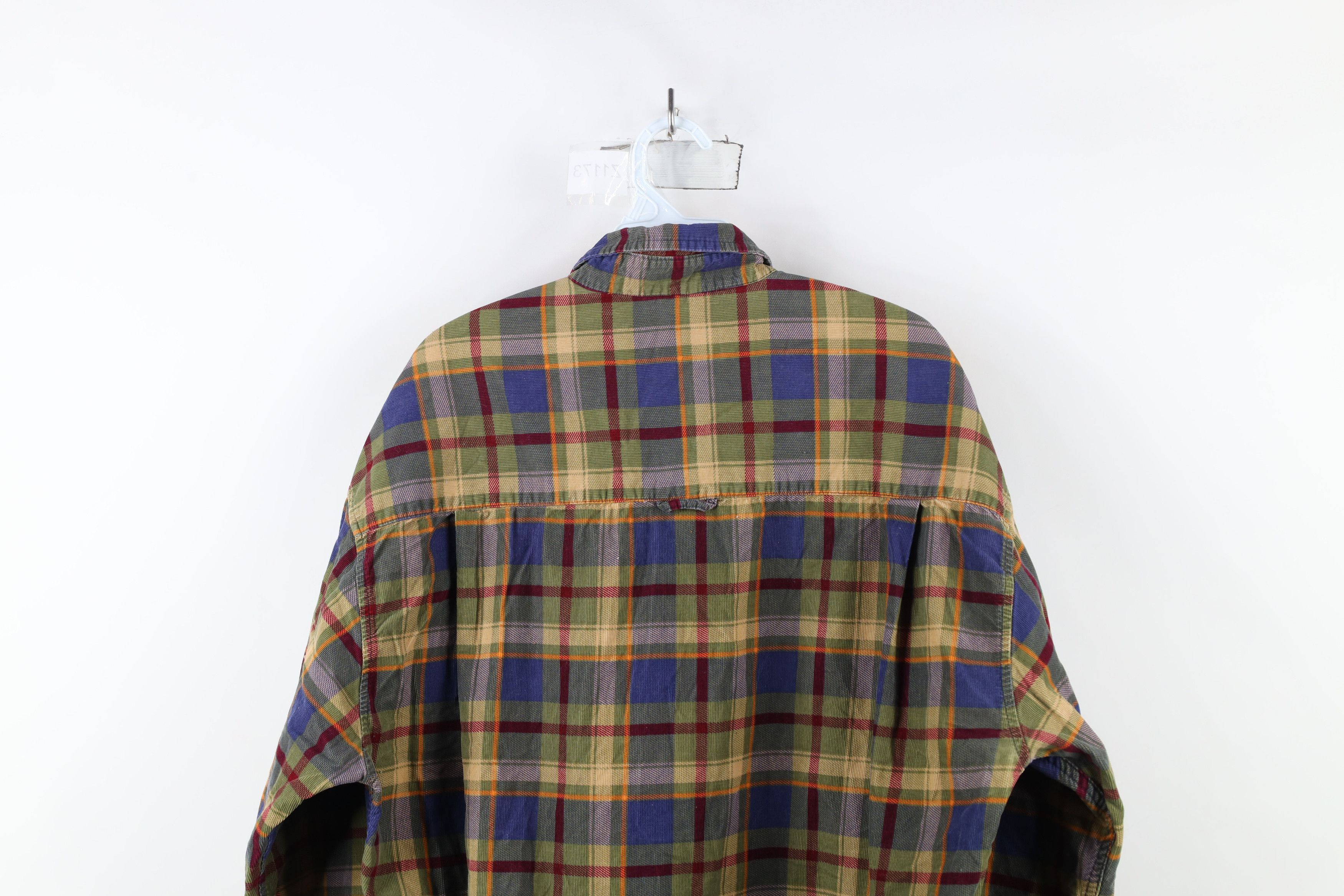 Vintage Vintage 90s Streetwear Plaid Corduroy Button Down Shirt Size US L / EU 52-54 / 3 - 11 Thumbnail