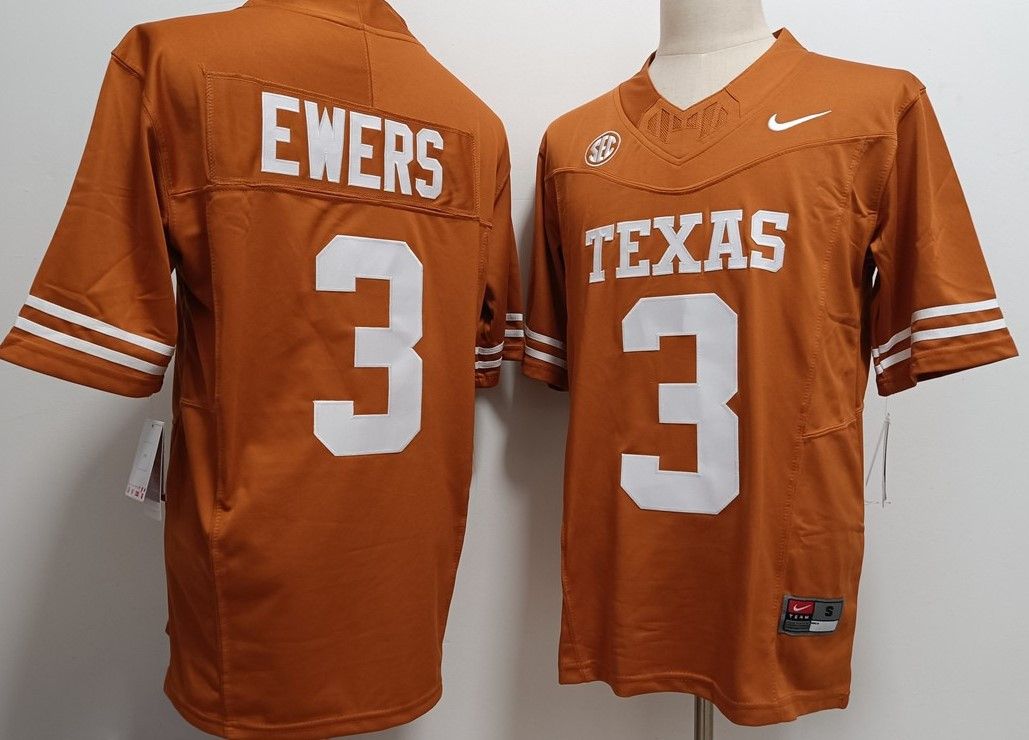 Other Men's NCAA Texas Longhorns 3 Quinn Ewers Orange Jersey Size US M / EU 48-50 / 2 - 3 Thumbnail