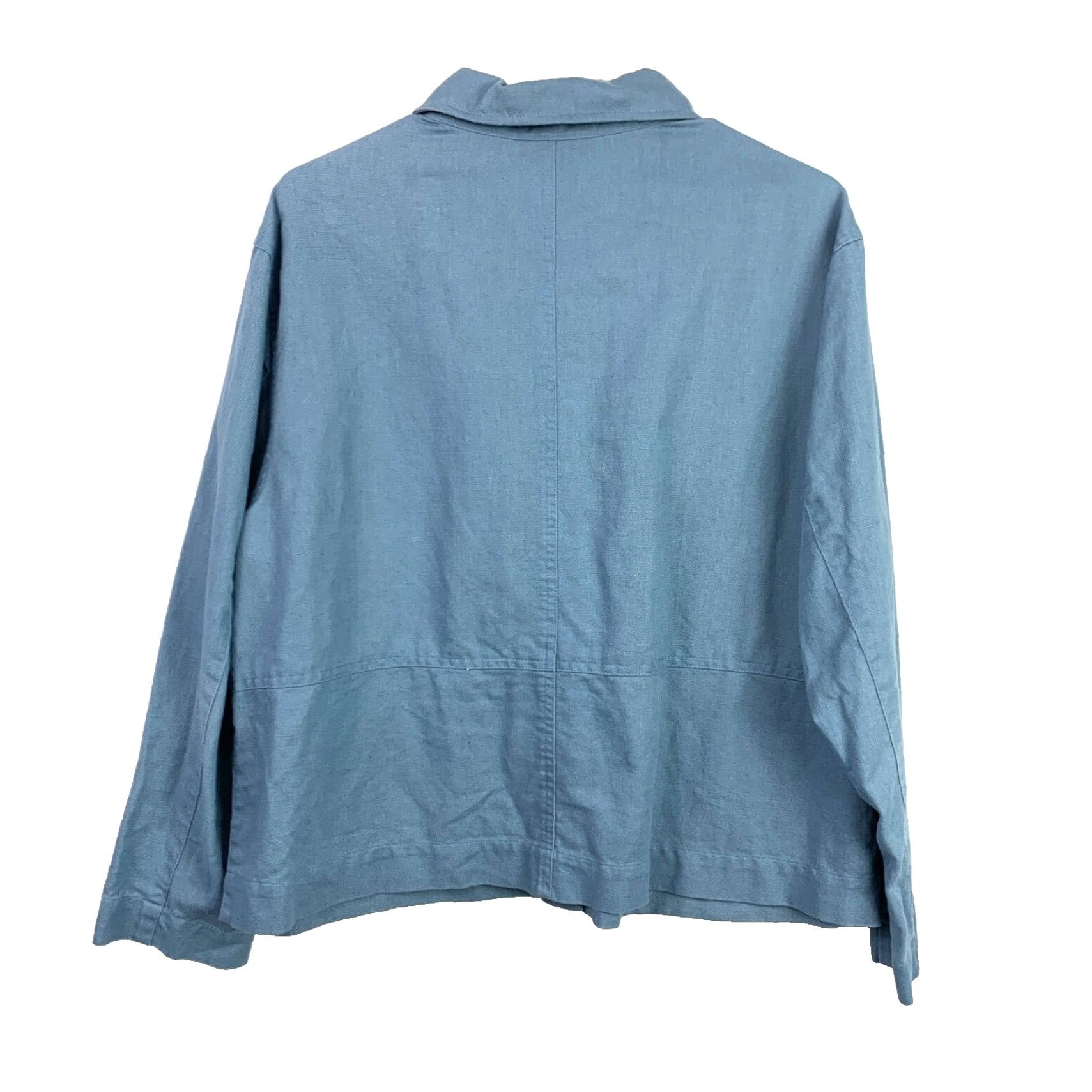 Talbots VINTAGE Talbots Petites Blue Linen Blend Button Shirt Jacket Boxy Large Petite Shirt Jacket Mens Womens Girls Boys Size L / US 10 / IT 46 - 4 Thumbnail