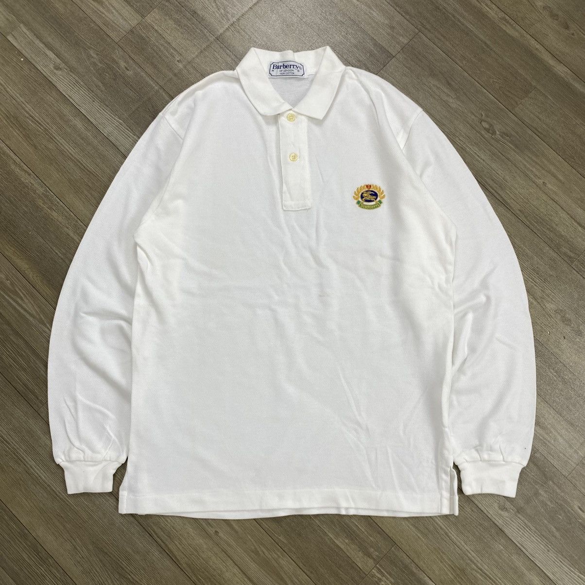 Vintage Burberrys London Nova Check White Long Polo Shirt