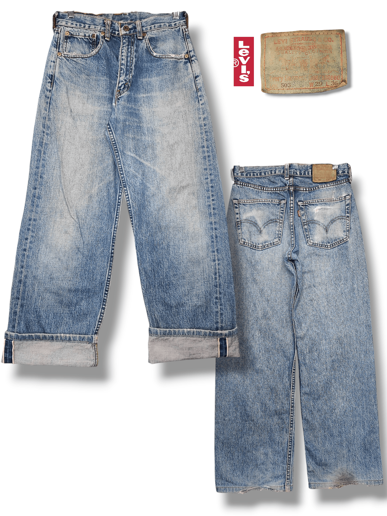 Levi's Vintage Clothing Vintage 90s 503 Levi's distressed selvedge jeans Size US 28 / EU 44 - 1 Thumbnail