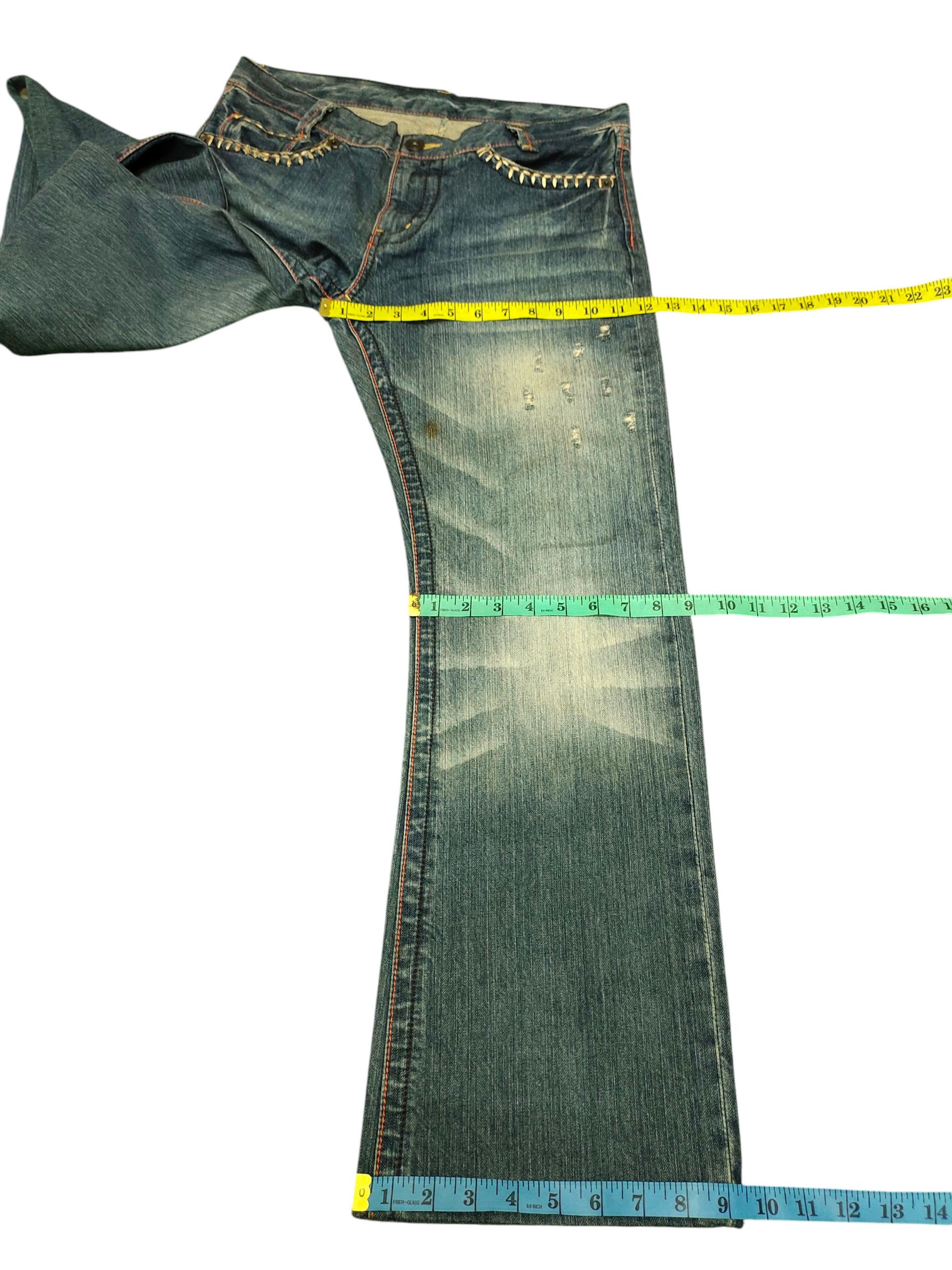 Japanese Brand Japanese Brand Embroidered Pocket Clawmark Distress Jeans Size US 34 / EU 50 - 16 Thumbnail