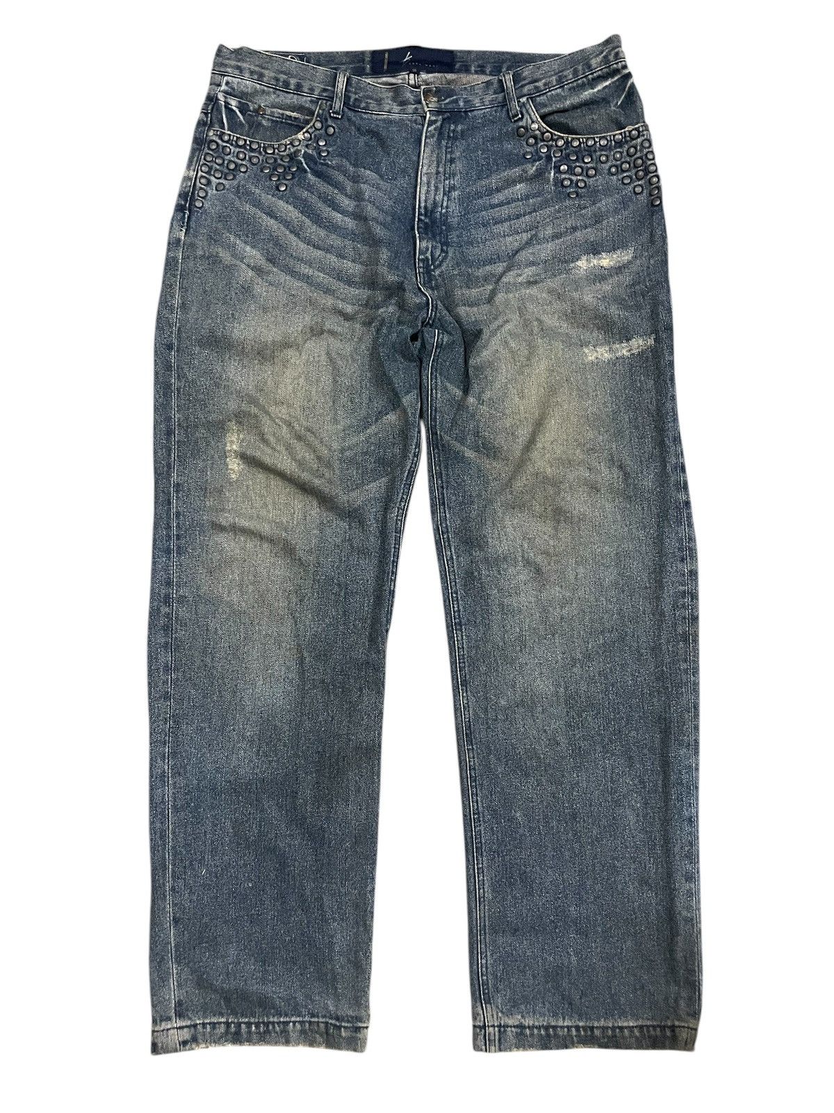 Designer × Karl Kani Karl Kani Baggy Studded Jeans Distressed Denim Size US 38 / EU 54 - 2 Thumbnail