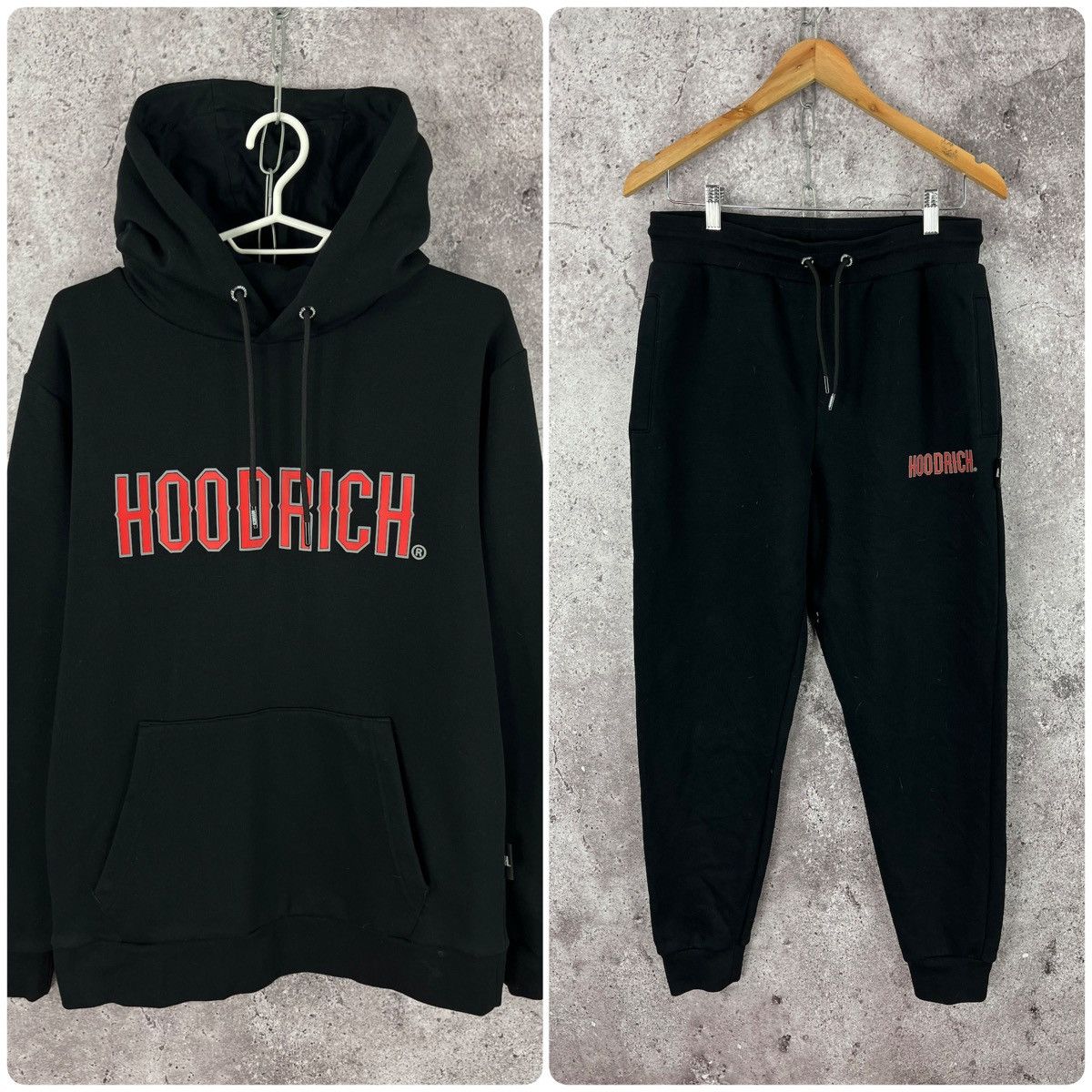Hoodrich Sweat Suit Street Style Big Logo Y2K Black Size M