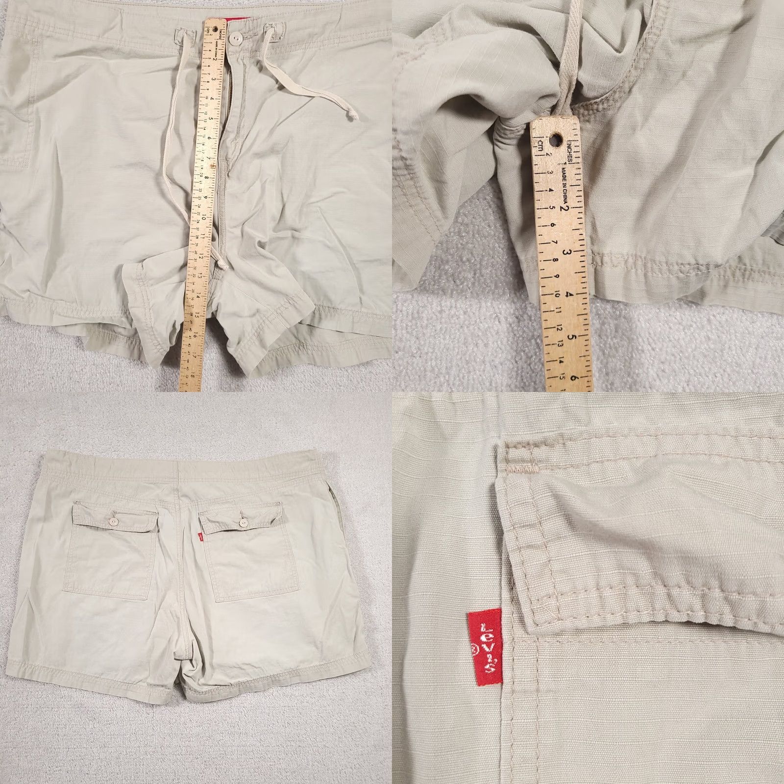 Levi's VINTAGE Levi's Nouveau Shorts Womens 3X Beige Red Tab Drawstring Ripstop, 90s, Casual, Summer, Plus Size Womens Size 30" / US 8 / IT 44 - 8 Thumbnail