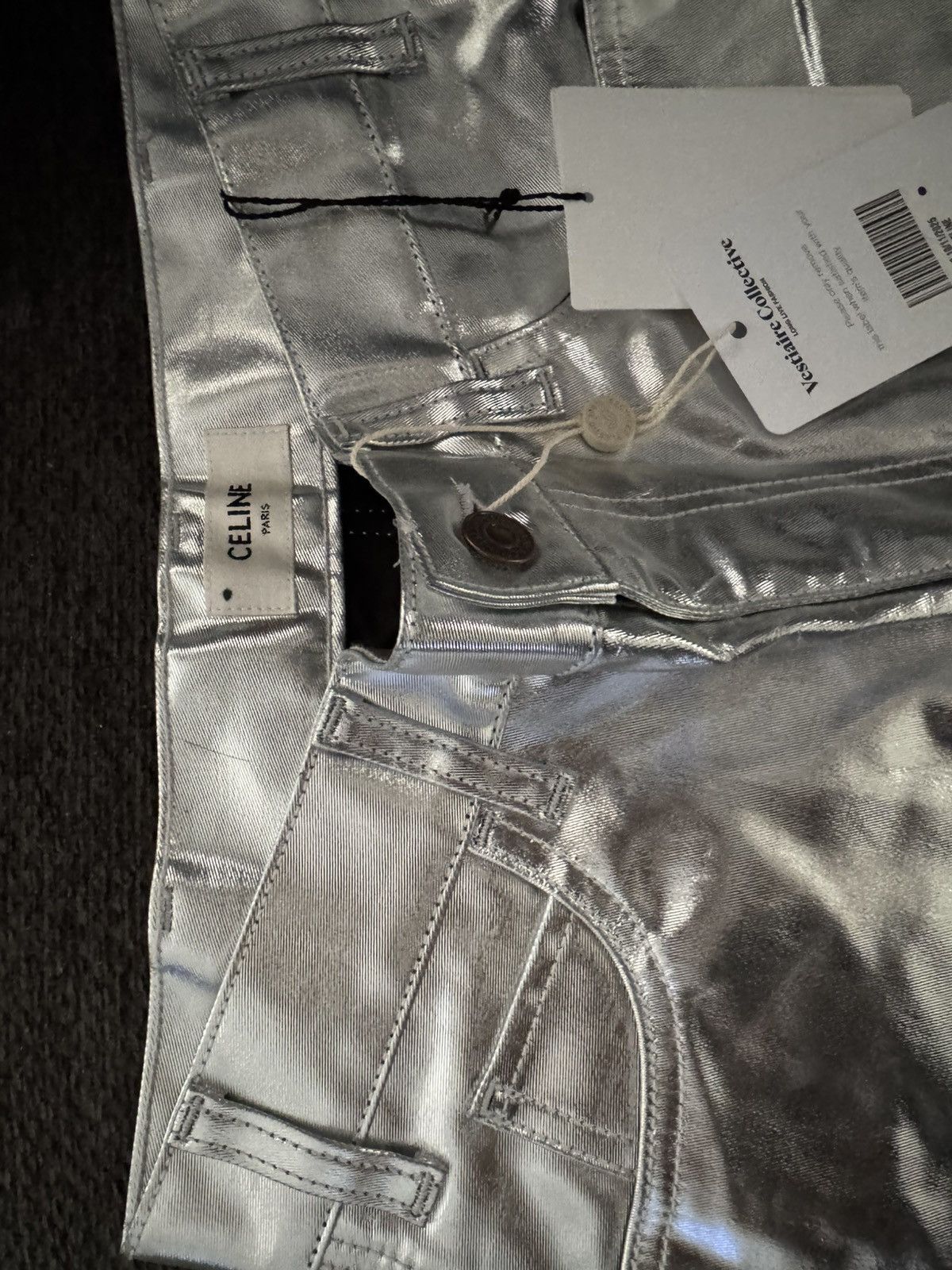 Celine NWT Celine Silver Coated 4 Pocket Trousers Size 28" / US 6 / IT 42 - 8 Thumbnail