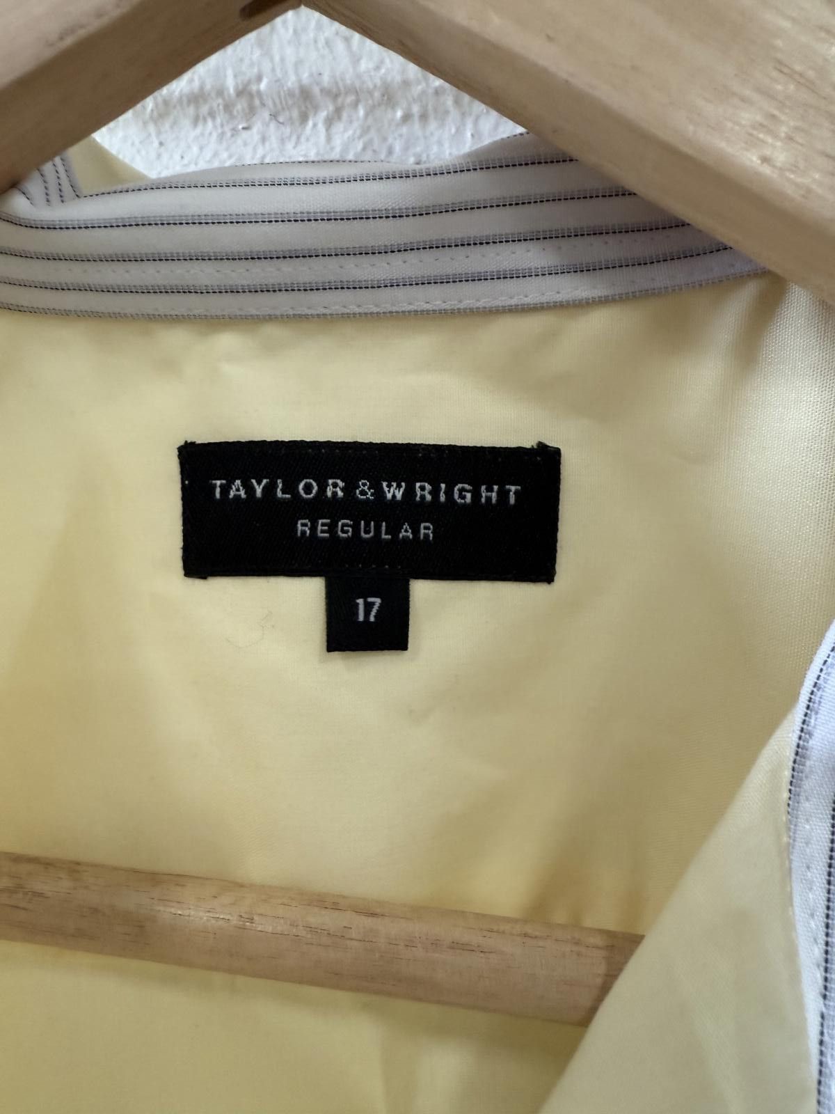 Designer Taylor & Wright Men's Regular Fit Yellow Dress Shirt Size 17 Size US M / EU 48-50 / 2 - 2 Thumbnail