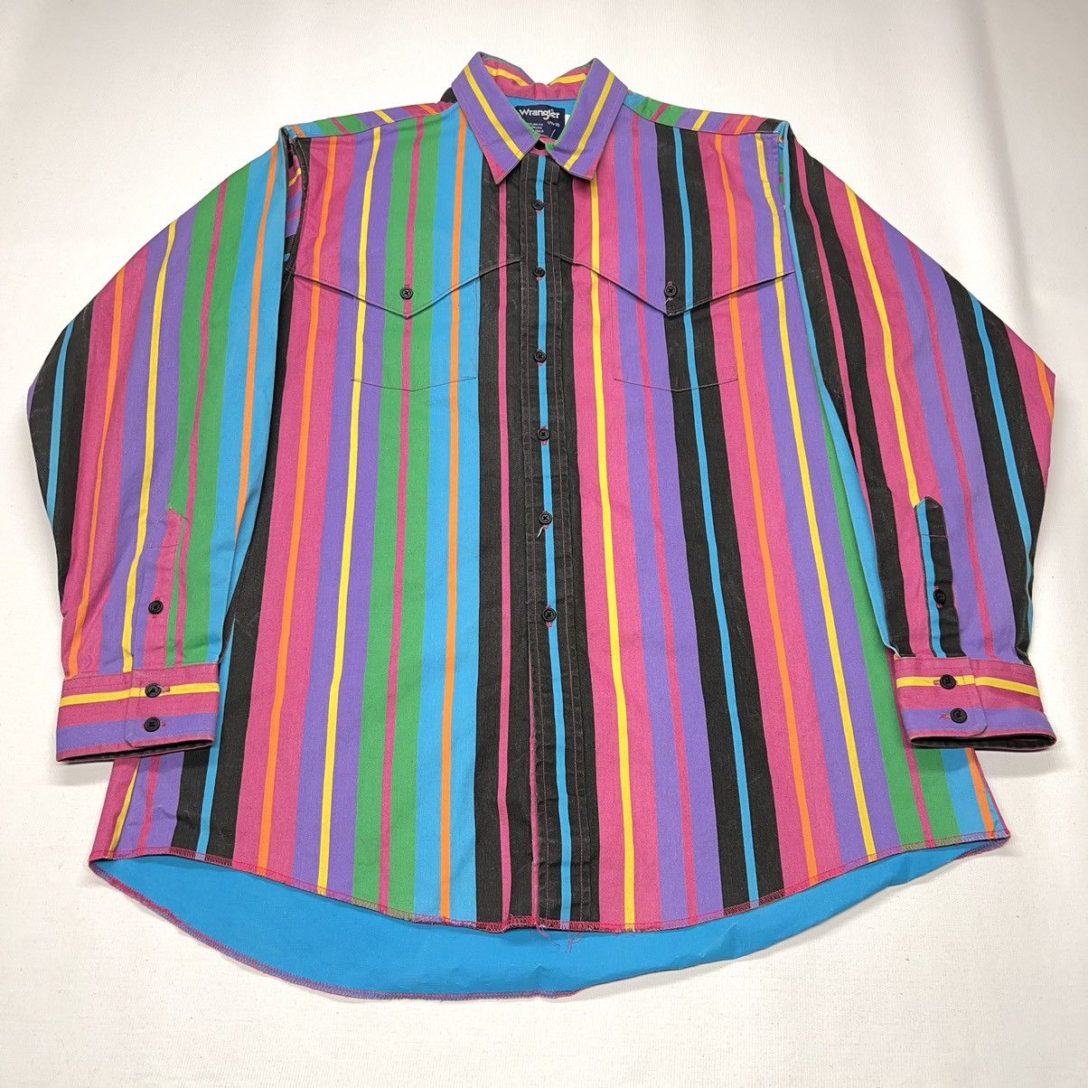 Vintage × Wrangler Wrangler Brushpopper Shirt 17.5 35 Pink Stripe Western Rodeo Size US XL / EU 56 / 4 - 1 Thumbnail