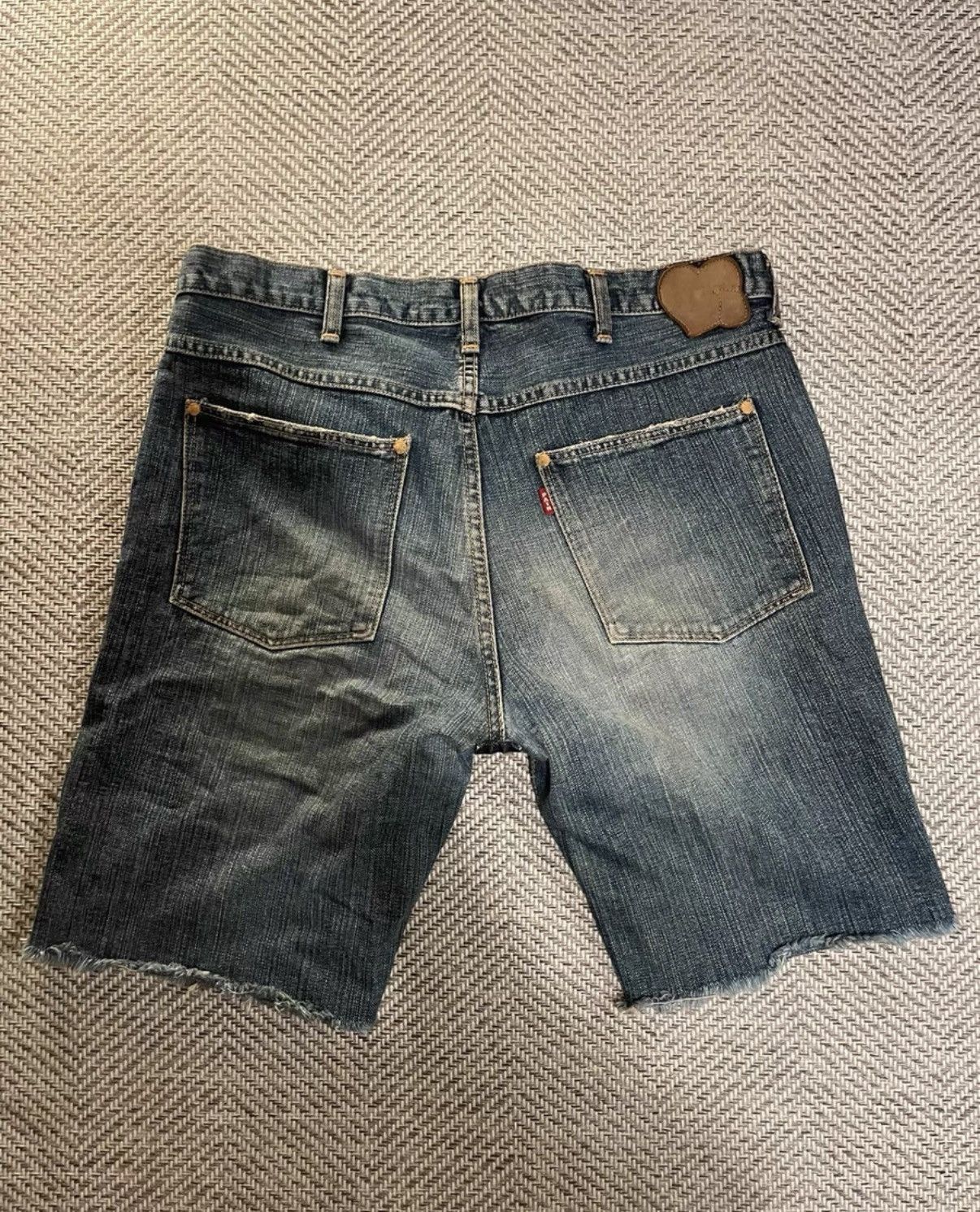 Number (N)ine Blue Denim Patchwork Shorts with Frayed Hem Size US 38 / EU 54 - 2 Thumbnail