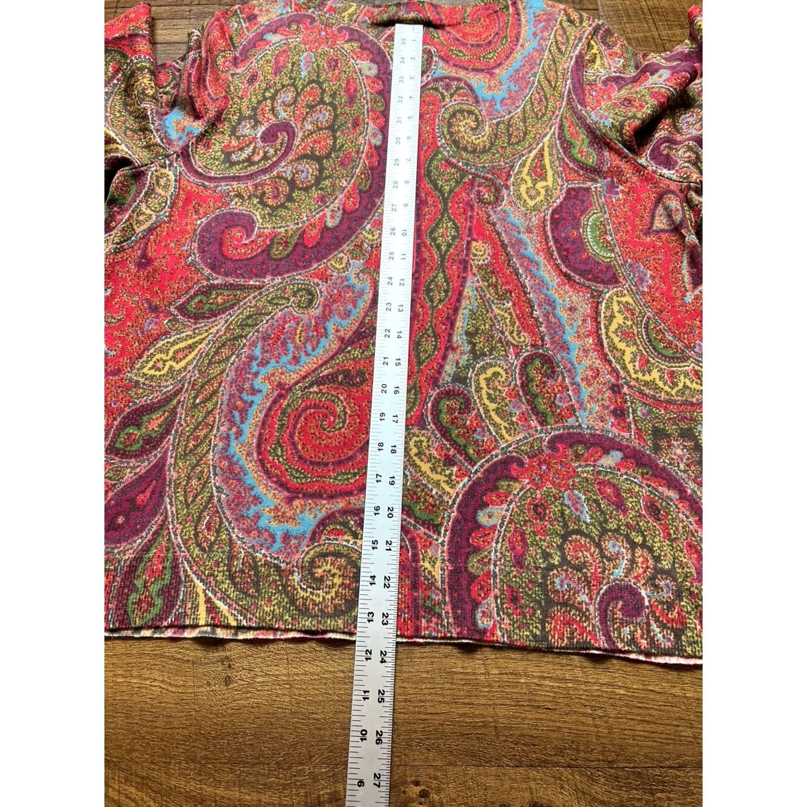 Talbots Talbots Sweater Women’s 2X Plus Petite - 100% Merino Wool Colorful Muted Paisley - Pullover Knit 3/4 Sleeve Round Neck Womens Size XXL / US 16-18 / IT 52-54 - 7 Thumbnail