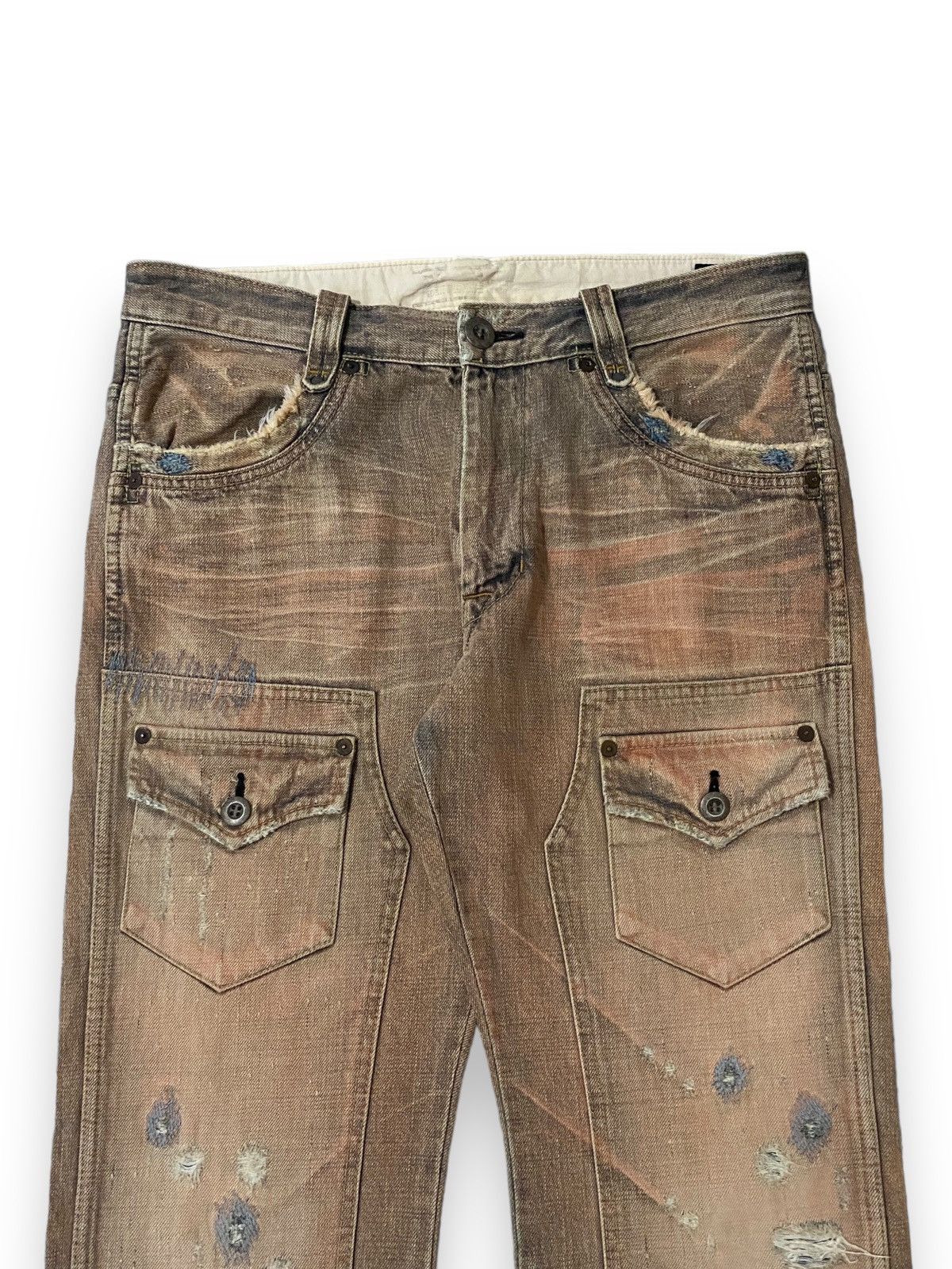 Japanese Brand Japan Bartack Damaged Ripped Bullet Distressed Denim Size US 33 - 3 Thumbnail