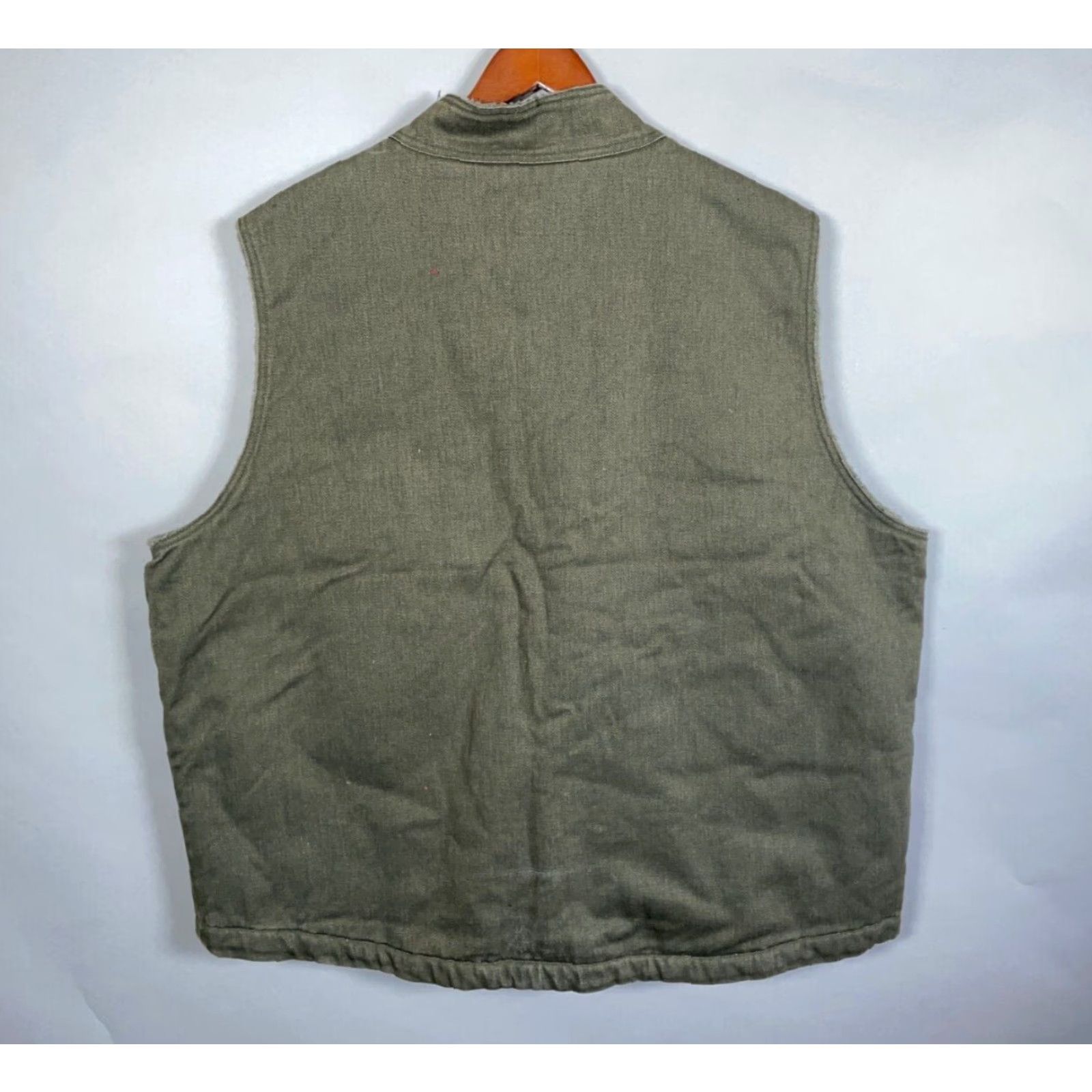 Olive Wolverine Sherpa Lined Zip Up Denim Vest Adult 3XL Olive Green Camo Lining Size US XXL / EU 58 / 5 - 2 Thumbnail