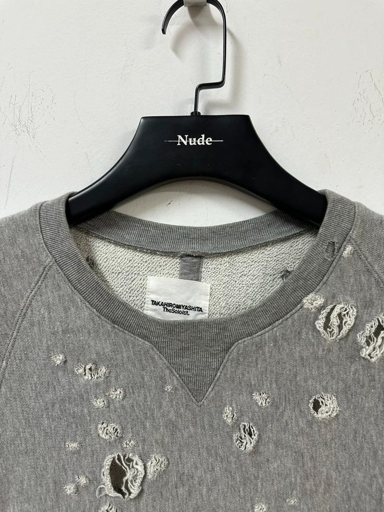 Takahiromiyashita The Soloist. Distressed Gray Sweatshirt with Holes- DMC-2508 Size US L / EU 52-54 / 3 - 3 Thumbnail