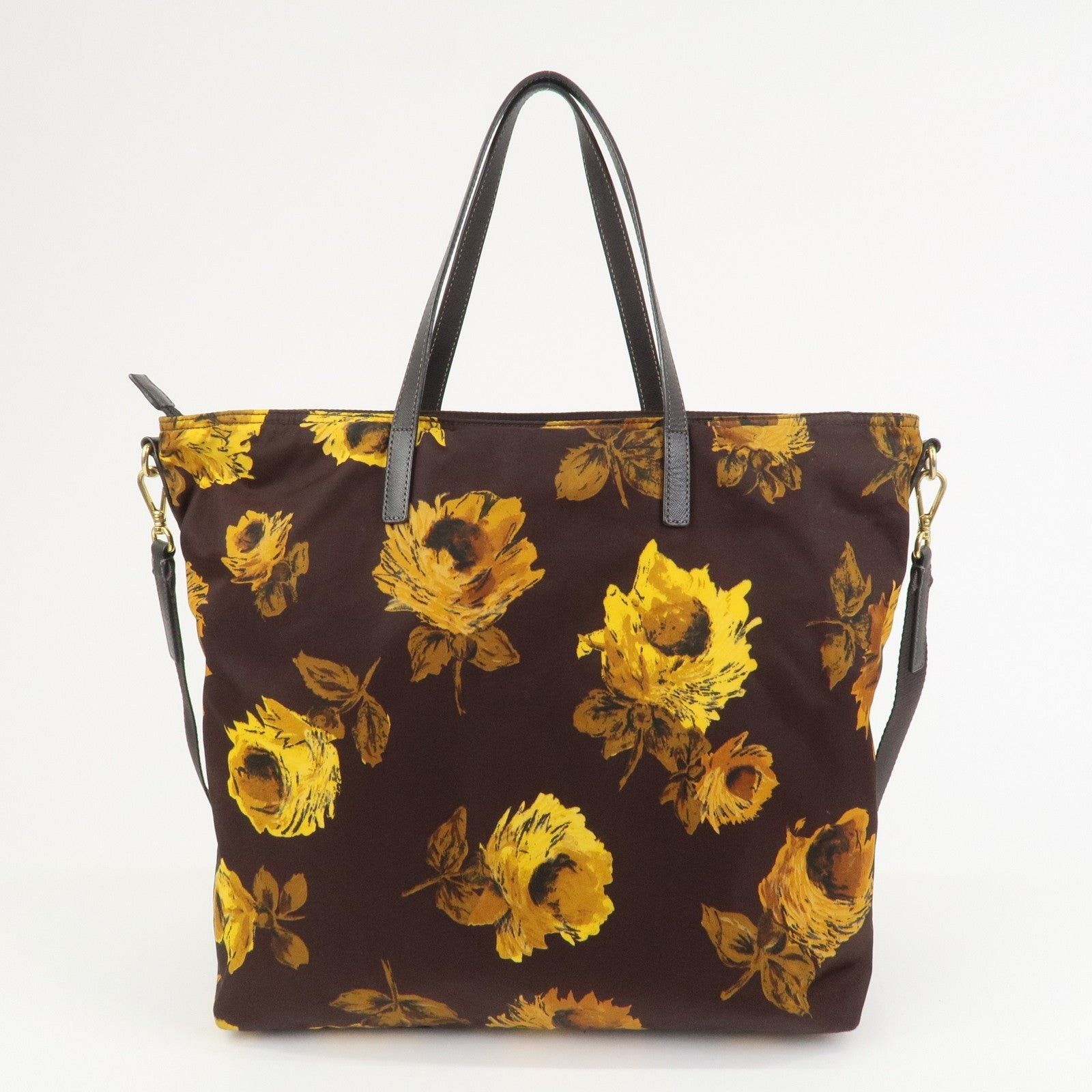 Prada Prada Triangle Logo Nylon Tote Brown Size ONE SIZE - 2 Thumbnail