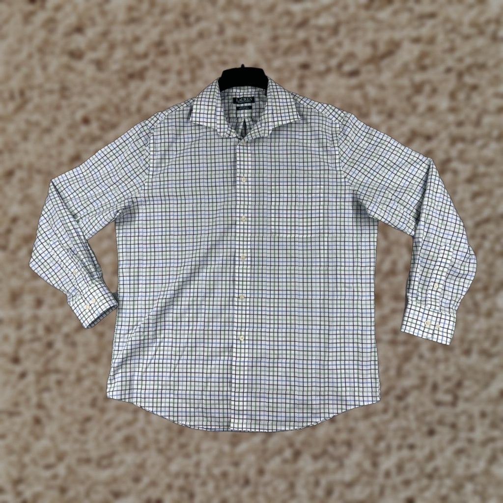 Ralph Lauren Lauren Ralph Lauren Shirt Adult XL Blue Plaid Button-Up Cotton Size US XL / EU 56 / 4 - 1 Thumbnail