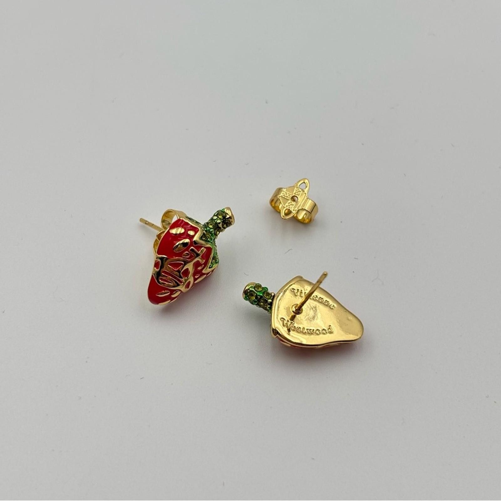 Vivienne Westwood Vivienne Westwood Strawberry Enamel Gold-Tone Stud EarringsS Size ONE SIZE - 4 Thumbnail
