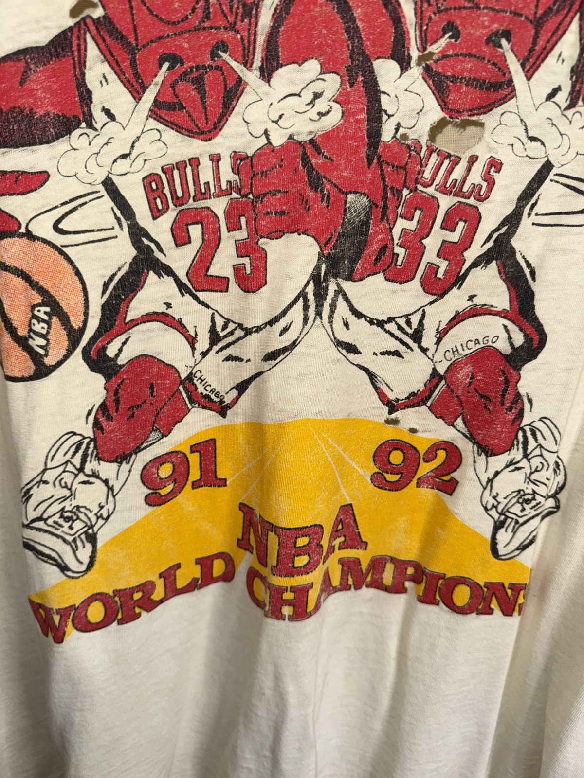 Vintage 90s Chicago Bulls Thrashed Distressed Faded GRUNGE NBA Size US XXL / EU 58 / 5 - 4 Thumbnail