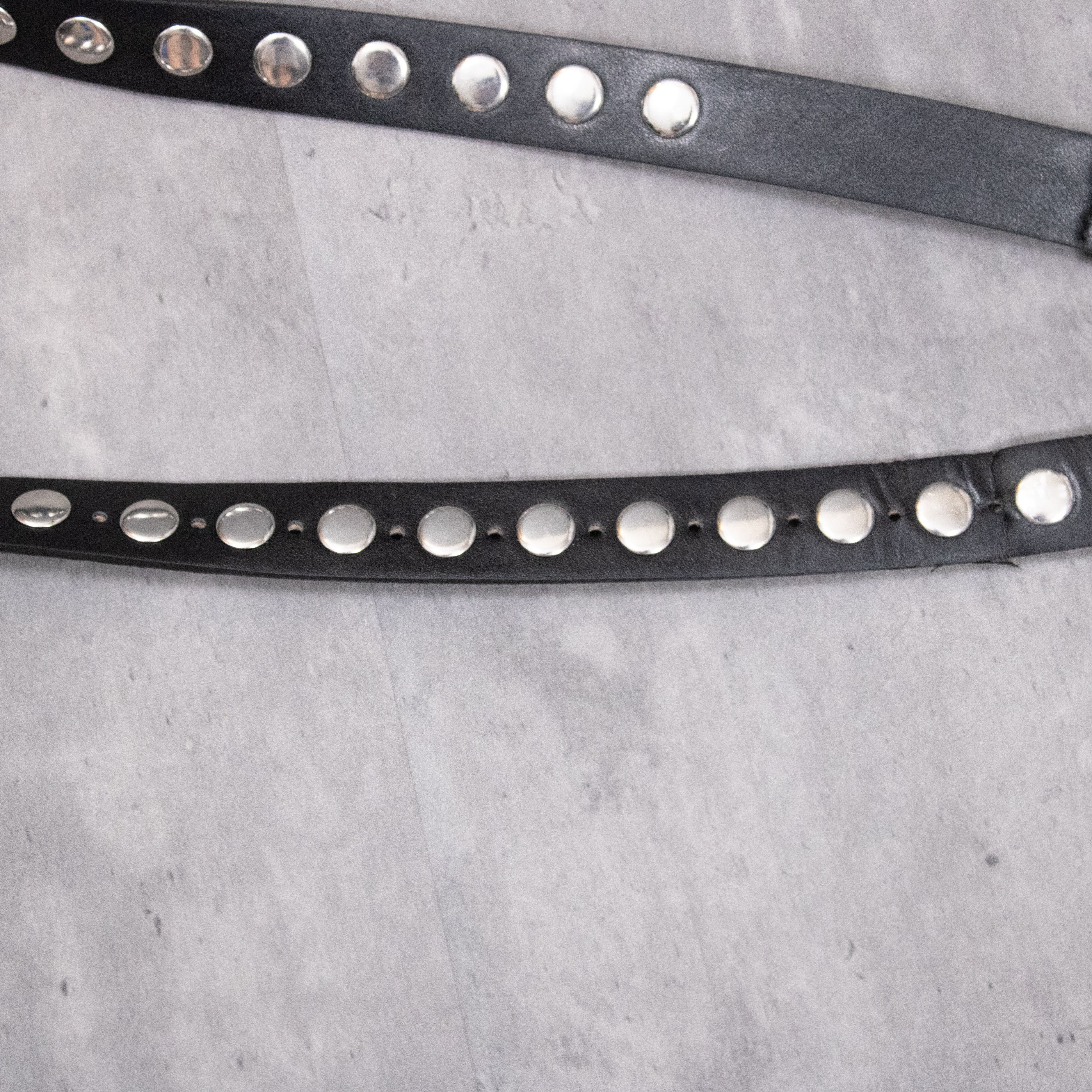 Hot Topic Y2K 2000's Studded Black Punk Grunge Black Faux Leather Belt Size 34 - 4 Thumbnail