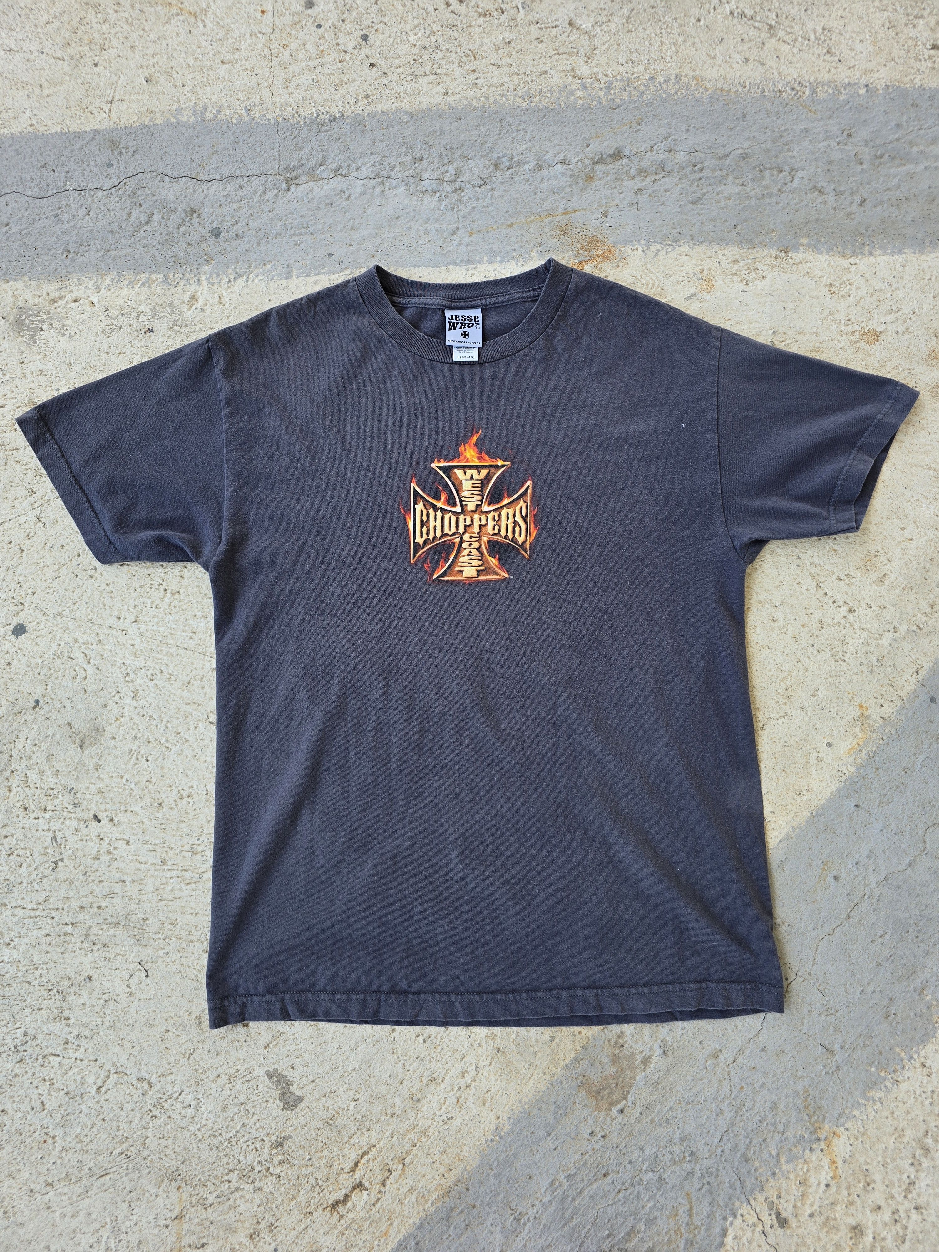 West Coast Choppers Vintage Y2K West Coast Choppers Long Beach Flame Tee Shirt Size US L / EU 52-54 / 3 - 3 Thumbnail