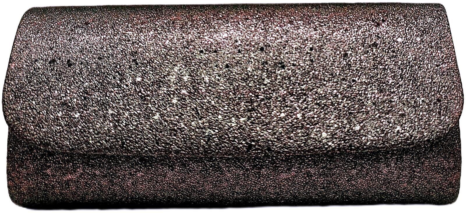 Unknown London Elegant Brown Glitter Evening Clutch Bag with Chain Strap Size ONE SIZE - 2 Thumbnail