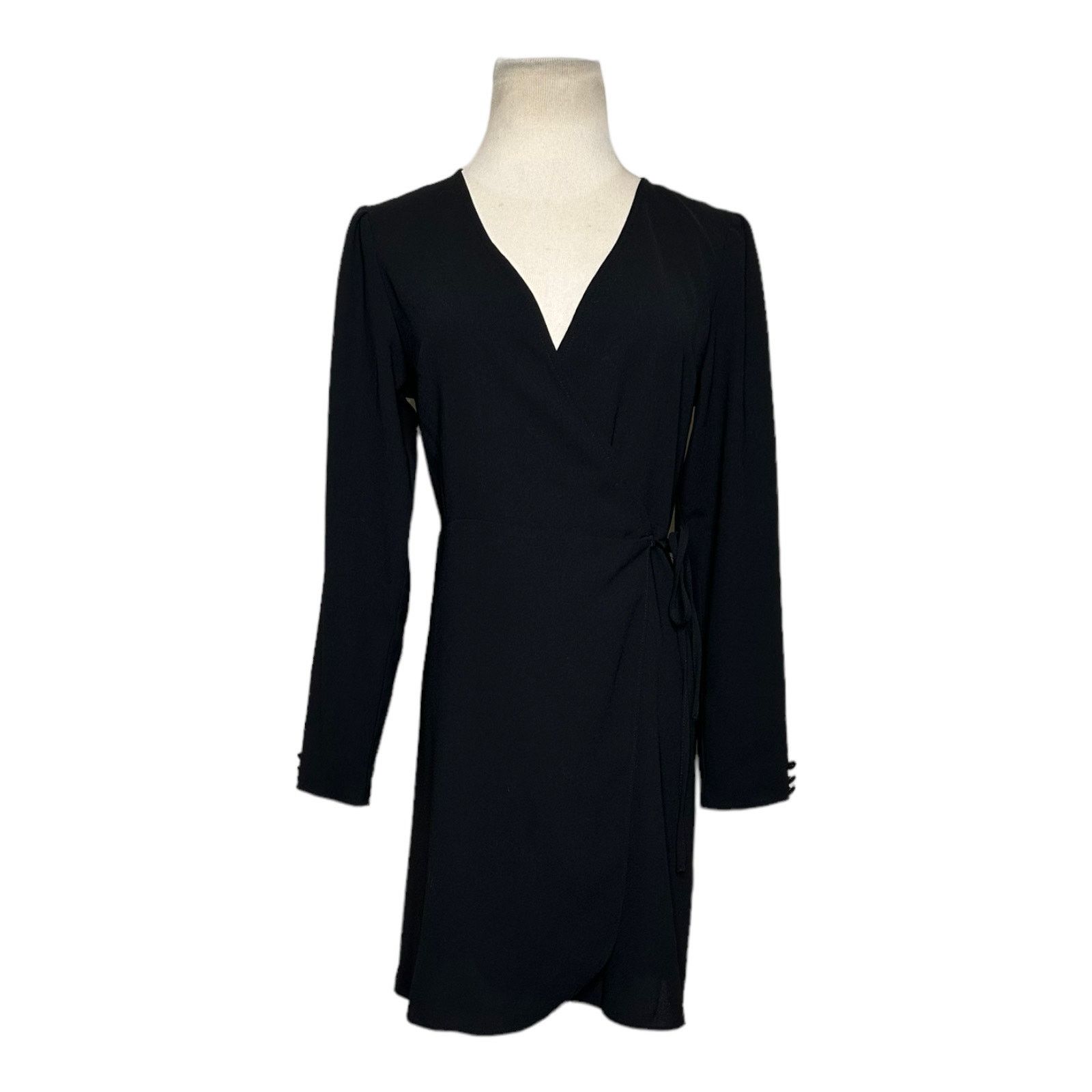 Topshop Topshop black long sleeves wrap mini dress size 4 Size S / US 4 / IT 40 - 1 Thumbnail
