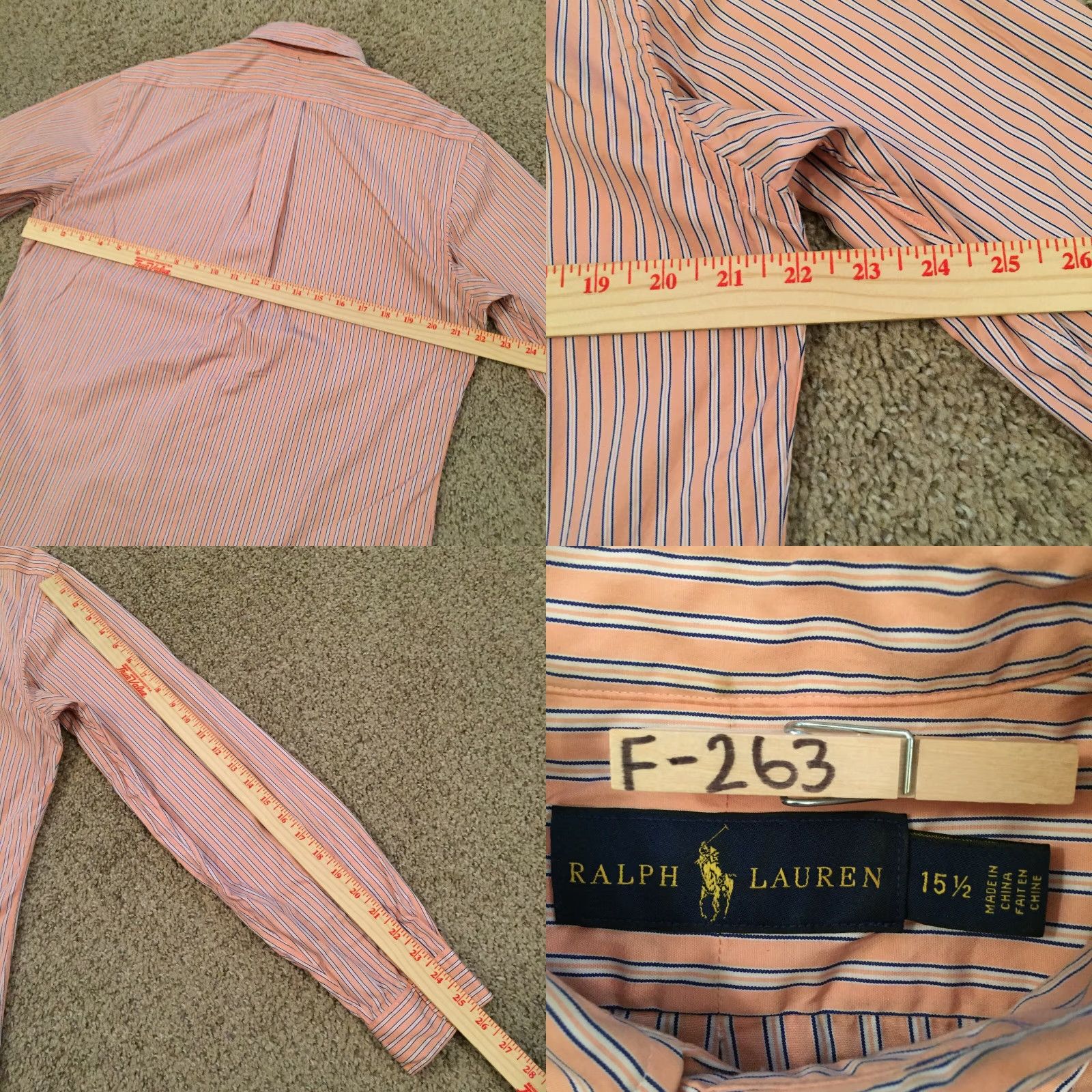 Ralph Lauren Ralph Lauren Shirt Mens 15.5 Orange Blue Striped Long Sleeve Button Up Size US L / EU 52-54 / 3 - 8 Thumbnail