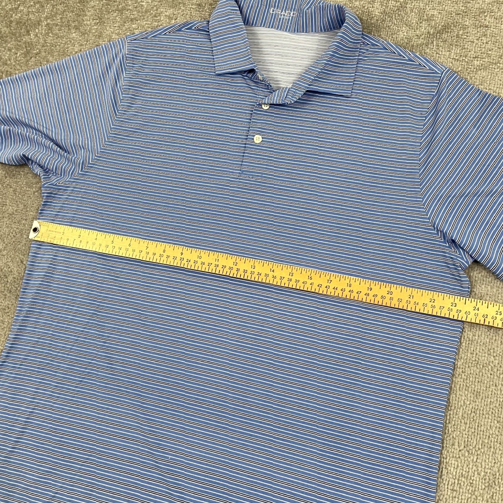 Vintage Draddy Sport Polo Shirt Mens Large Blue White Striped Performance Golf Casual Size US L / EU 52-54 / 3 - 4 Thumbnail