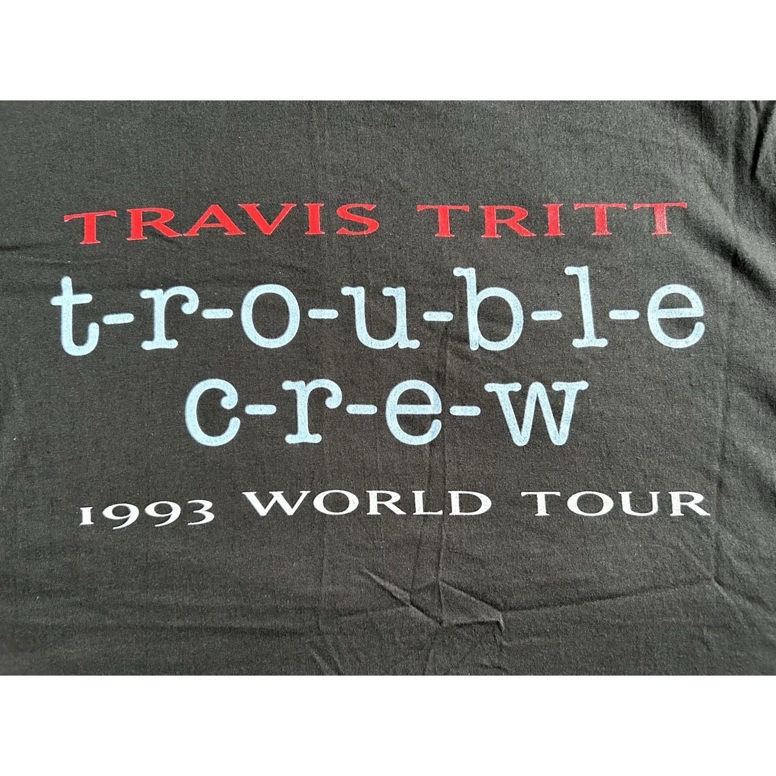 Vintage VINTAGE Travis Tritt Trouble Crew 1993 World Tour T-Shirt Mens XL Black Crew Neck Single Stitch Size US XL / EU 56 / 4 - 3 Thumbnail