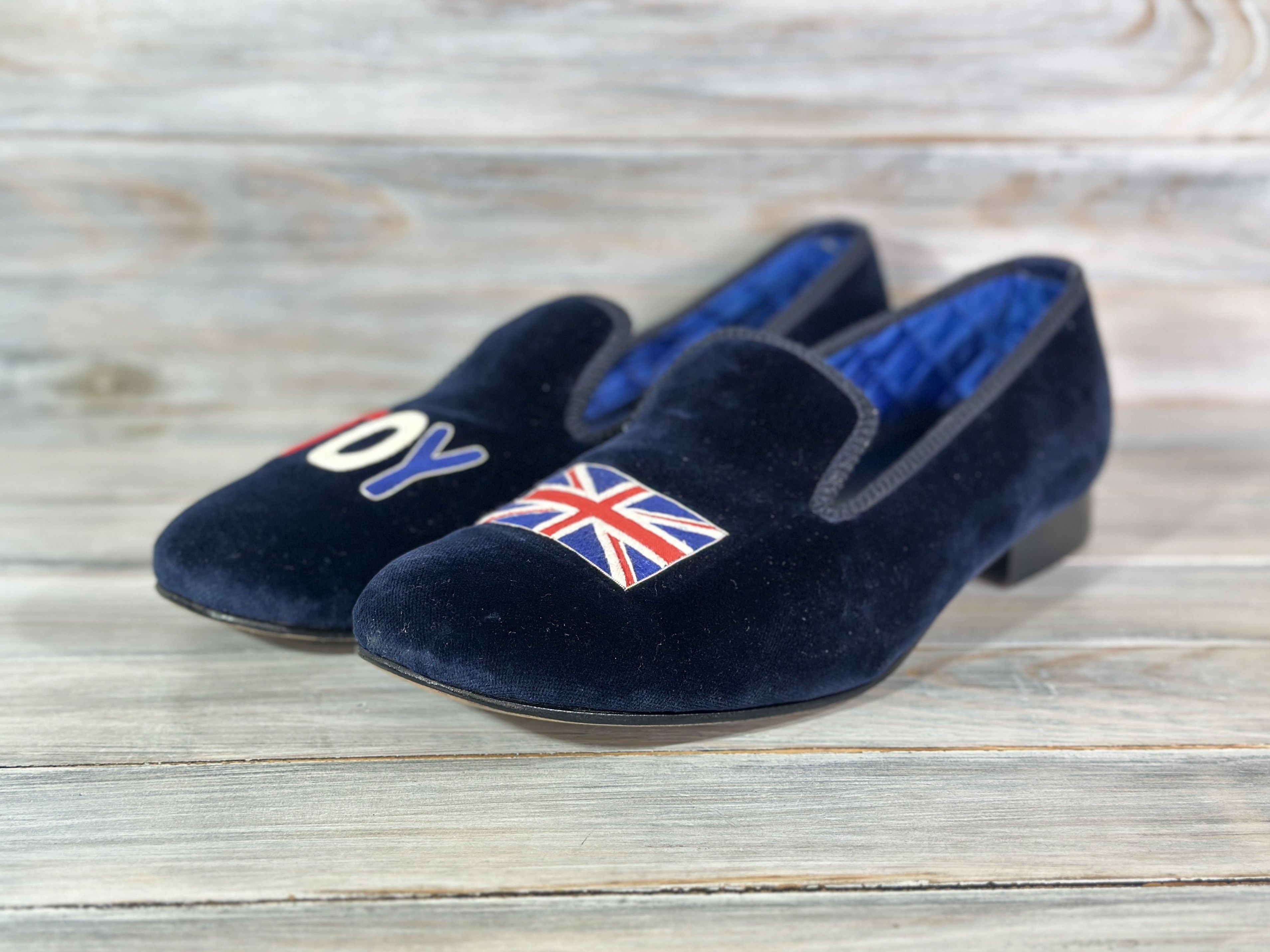Shipton & Heneage SHIPTON HENEAGE Men's Toy Union Jack Motif Velvet Slipper Size US 11.5 / EU 44-45 - 4 Thumbnail