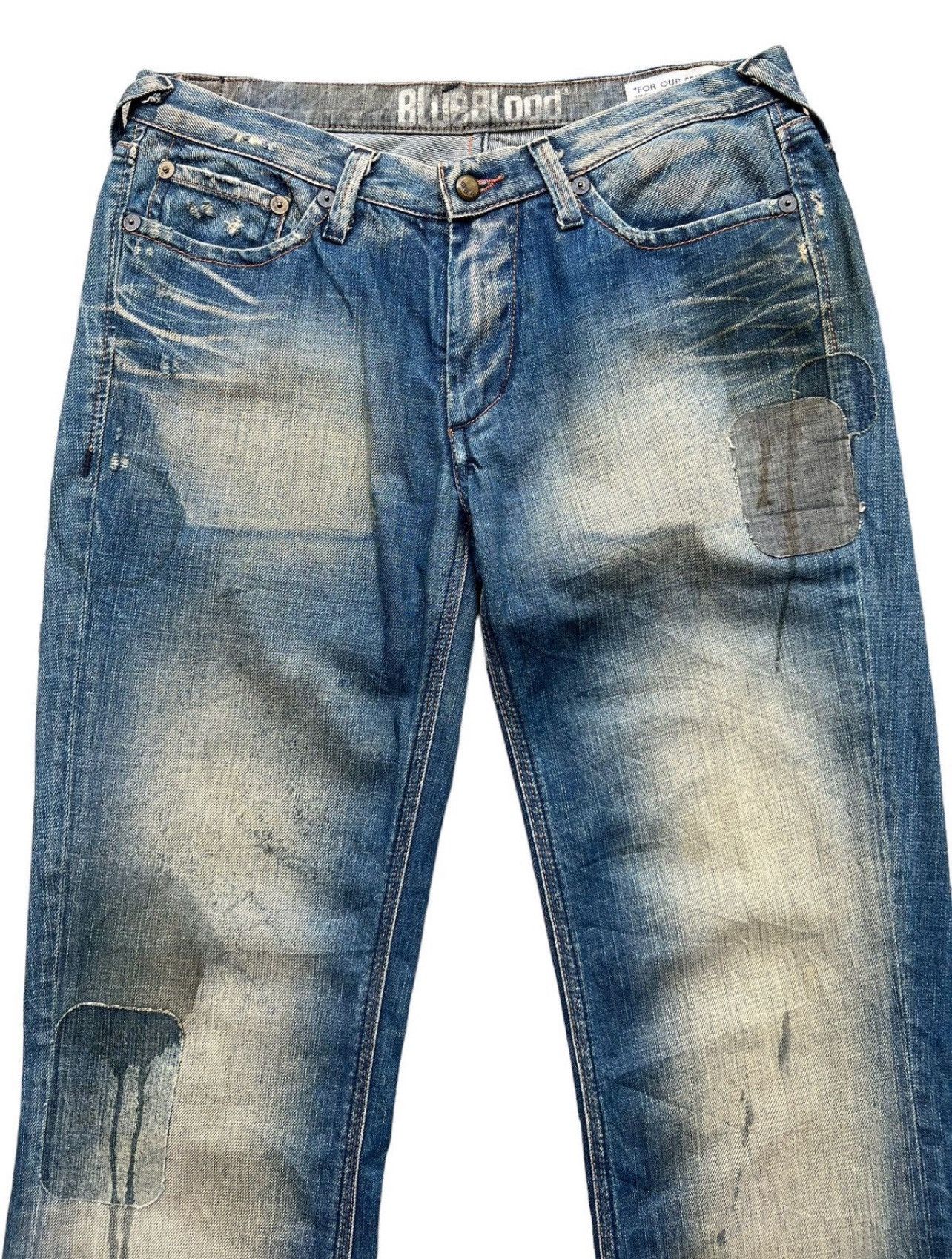Japanese Brand Blue Blood Japan Denim Jeans Patch Work Rusty Jeans 29x32 Size 29" - 4 Thumbnail