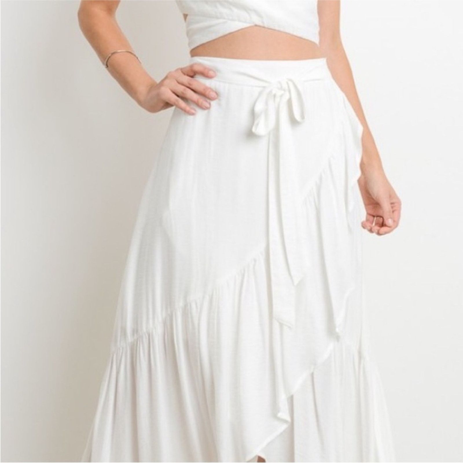 Other NEW White Wrap Crop Top + Maxi Skirt Set size Medium Size M / US 6-8 / IT 42-44 - 6 Thumbnail