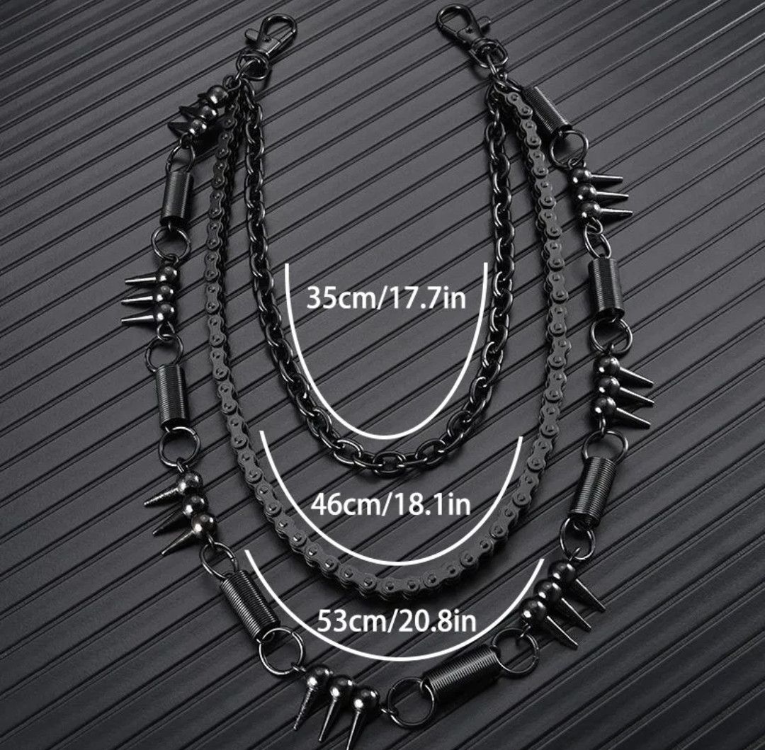 Japanese Brand Hip Hop Punk Pants Black Waist Chain Size ONE SIZE - 3 Thumbnail