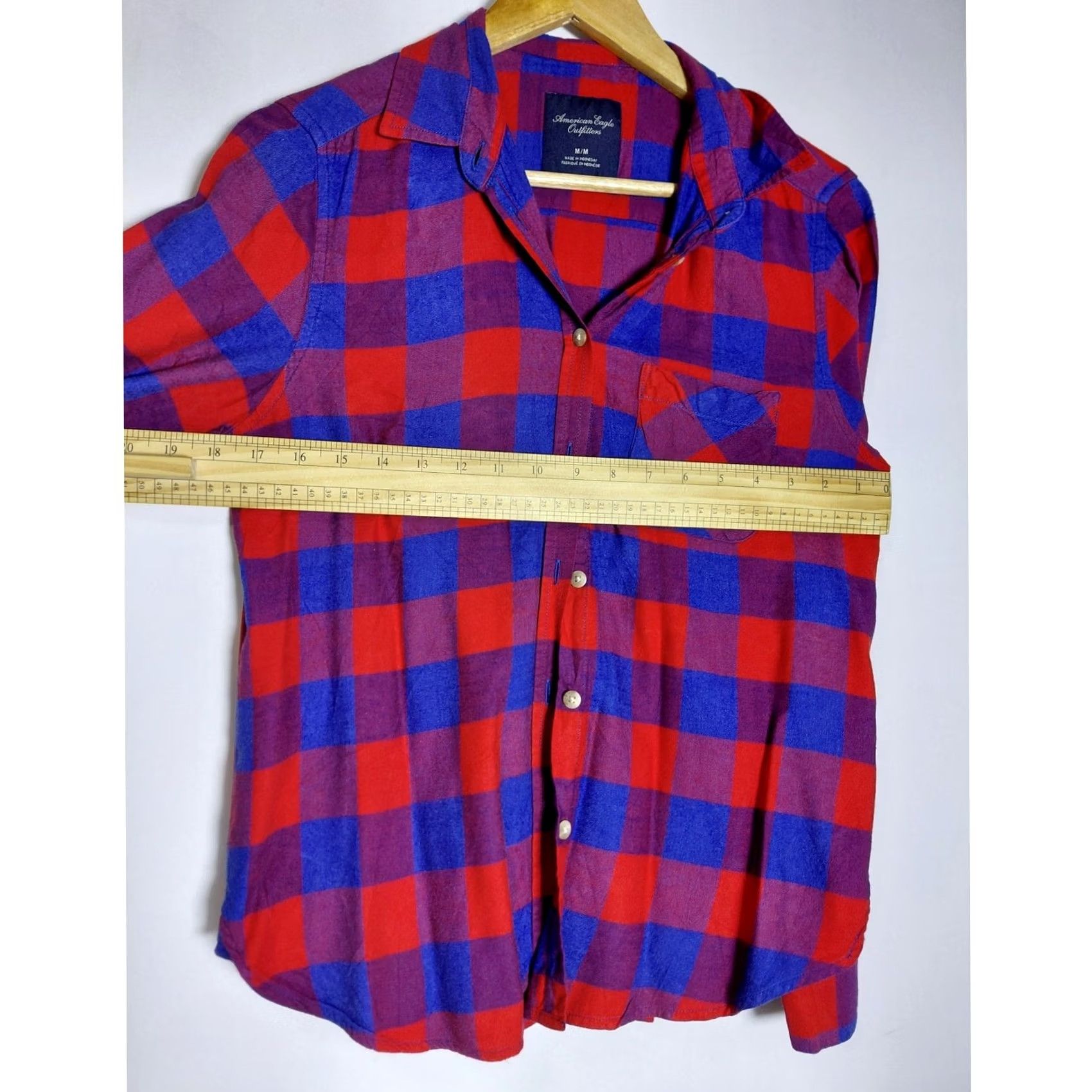American Eagle Outfitters American Eagle Outfitters Shirt Red Blue Long Sleeve Button-Up Size M Plaid Size US M / EU 48-50 / 2 - 5 Thumbnail