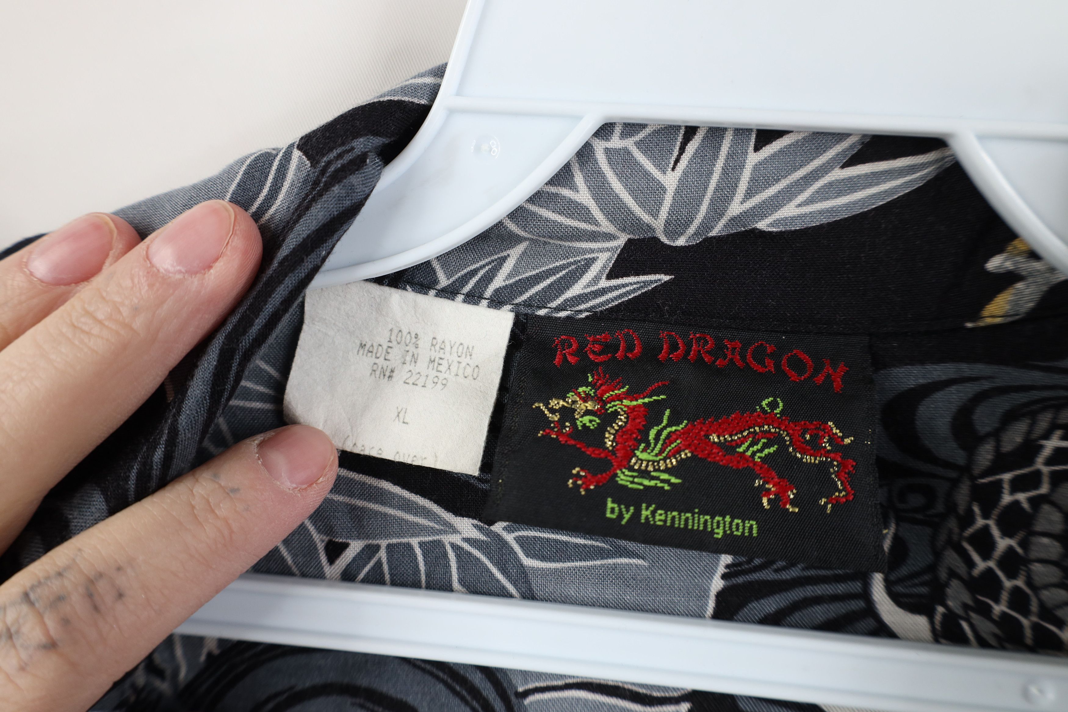 Vintage Vintage 90s Streetwear Gabardine Dragon Casino Button Shirt Size US XL / EU 56 / 4 - 7 Thumbnail