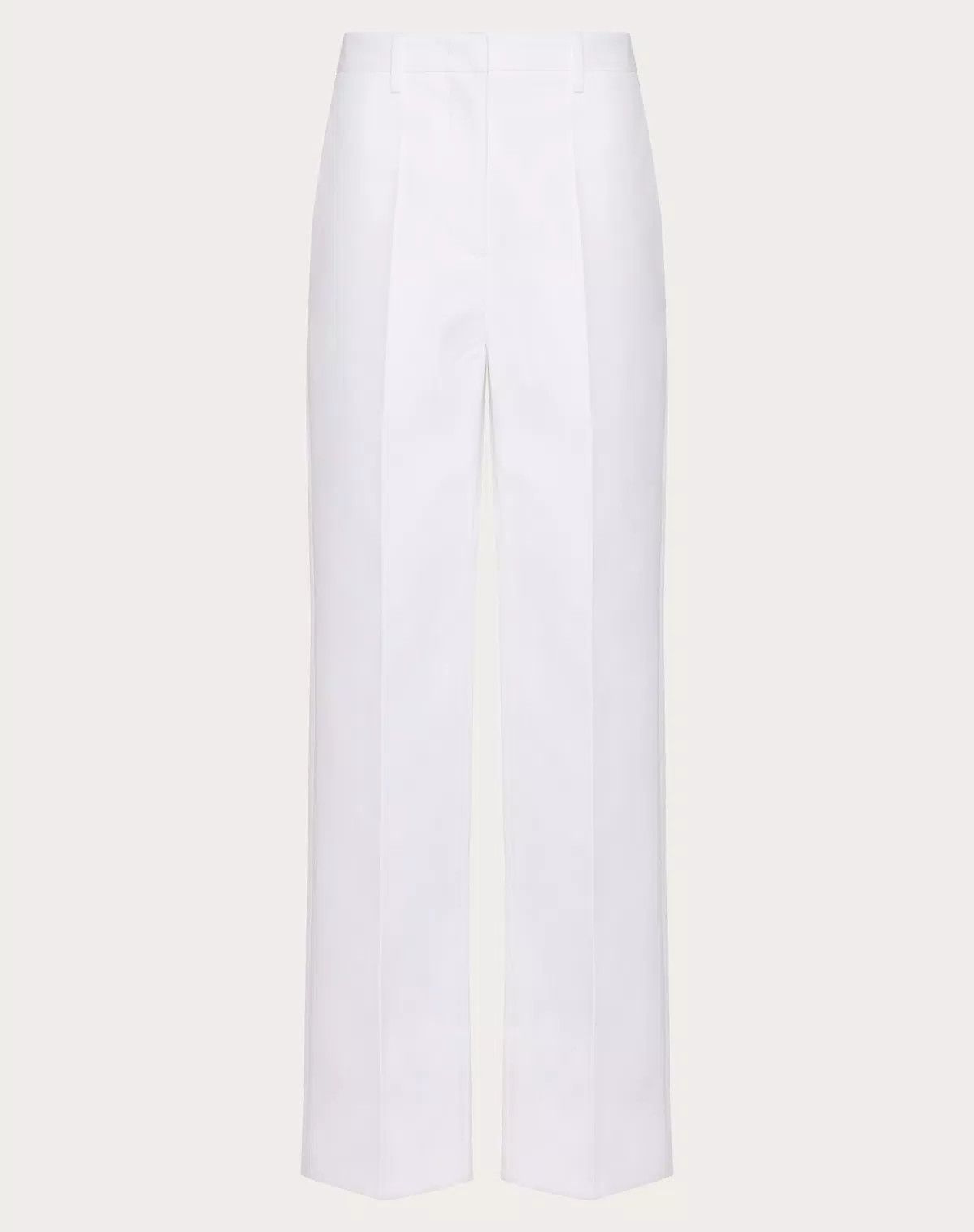 Valentino o1s1wg110525 Compact Popeline Trousers in White Size 28" / US 6 / IT 42 - 2 Thumbnail