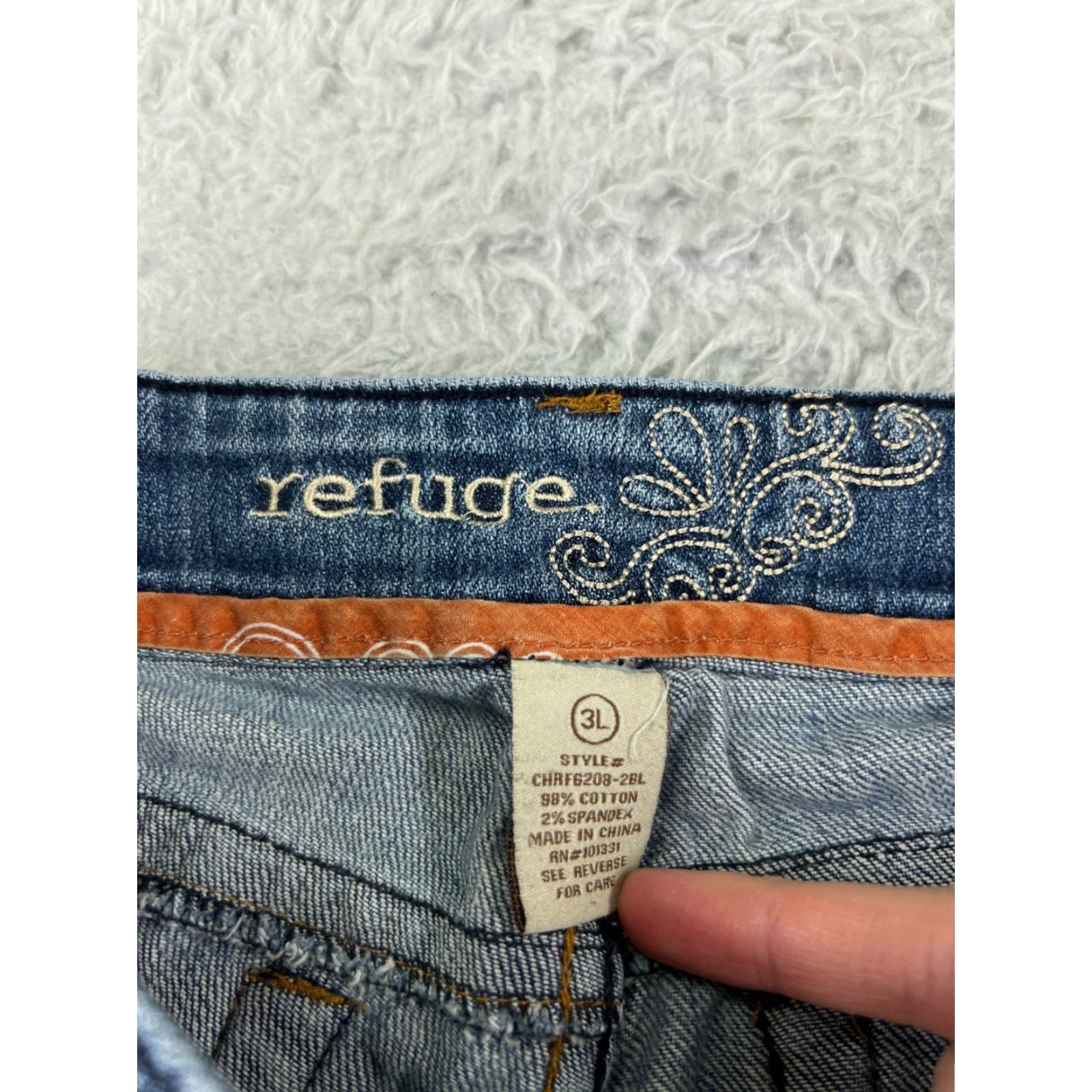 Denime Refuge Jeans Womens 3 Blue Denim Bootcut Flare Cotton 25x32 Denim Jeans Baggy Stretch Embroidered 5-Pocket solid Blue Ladies Size 26" / US 2 / IT 38 - 6 Thumbnail