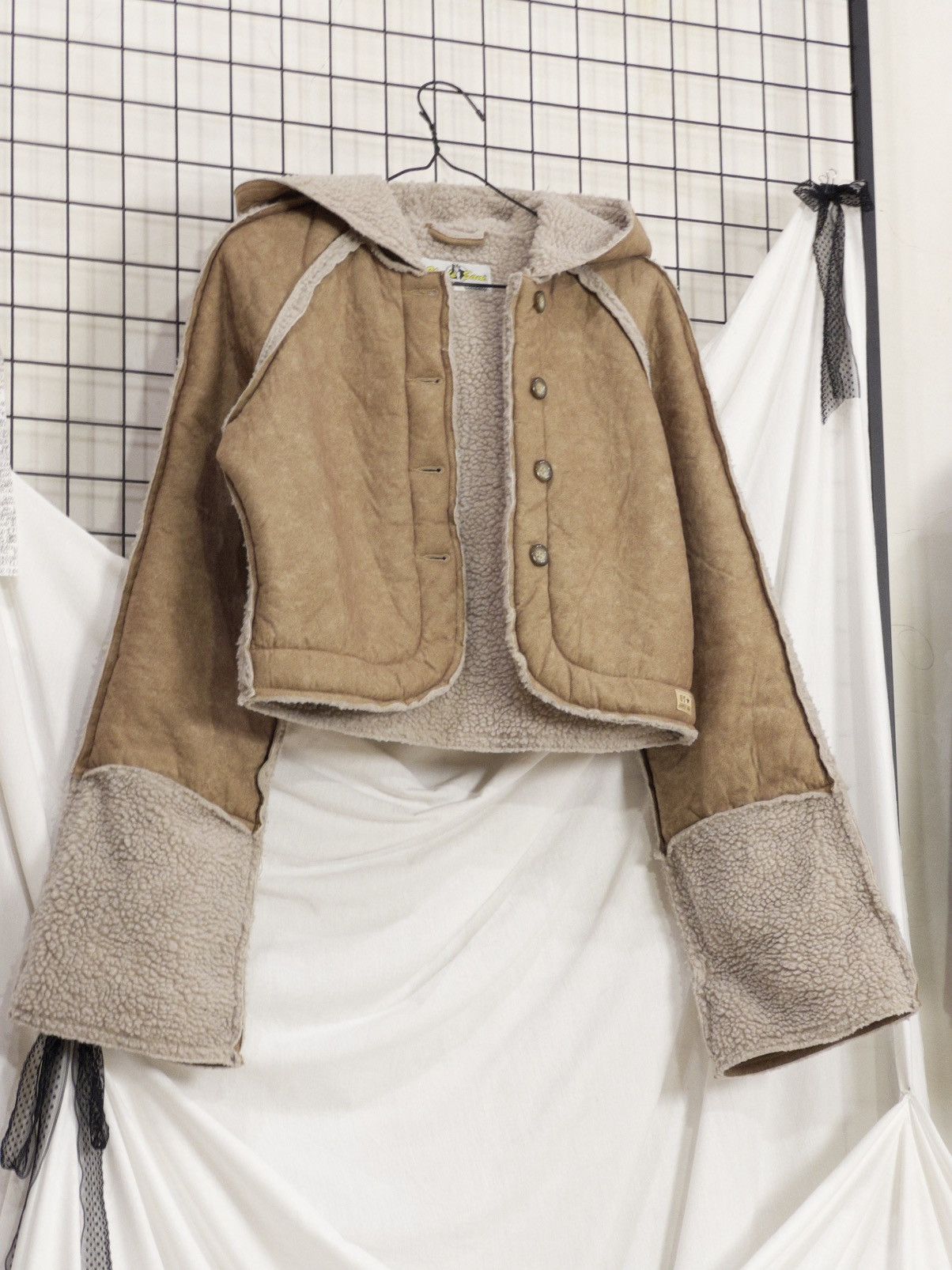 Vintage Uncle Sam Y2K Cropped Faux Shearling Jacket Size M / US 6-8 / IT 42-44 - 1 Thumbnail