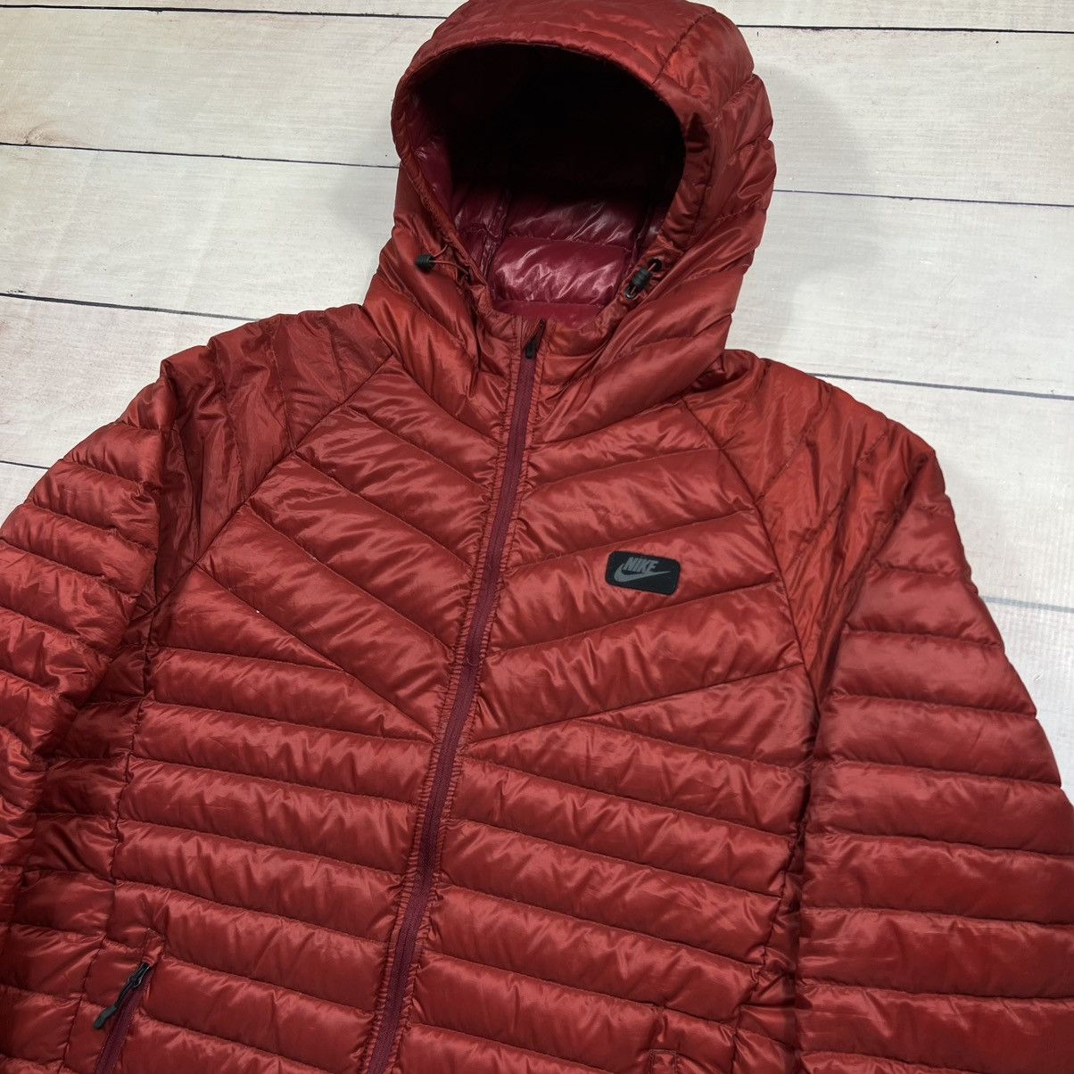 Nike Nike Puffer Down Jacket Tech Fleece Red Burgundy Size US L / EU 52-54 / 3 - 3 Thumbnail