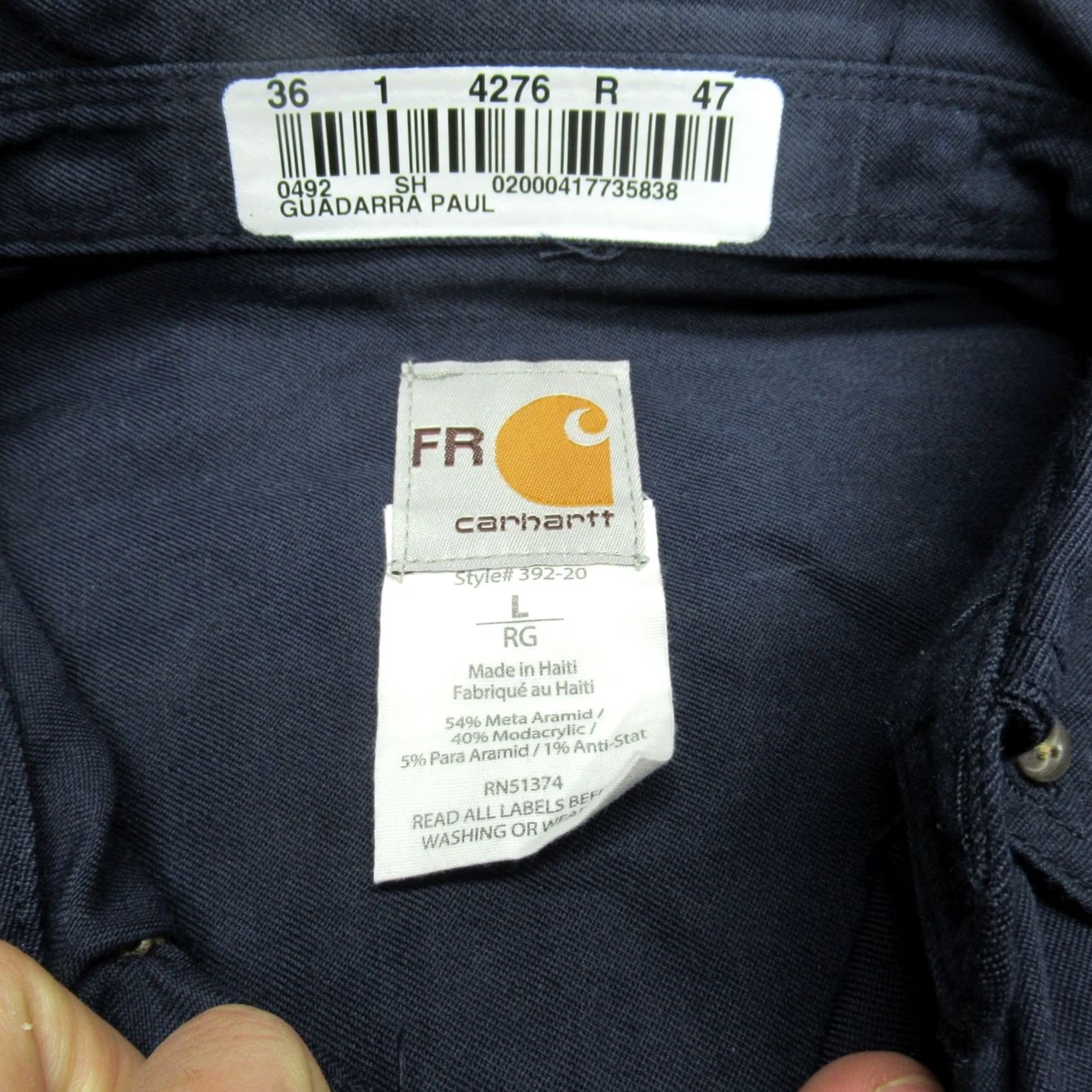 Carhartt Carhartt FR Work Shirt Mens Large Blue Flame Resistant Button Down Logo Paul A Size US L / EU 52-54 / 3 - 3 Thumbnail