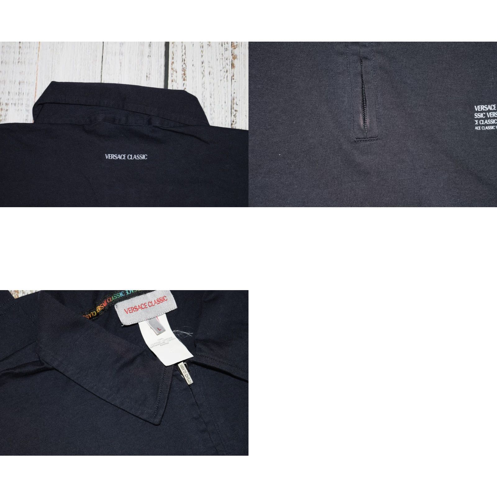 Versace VINTAGE VERSACE CLASSIC 1/4 ZIP POLO SHIRT NAVY BLUE LARGE 100% COTTON 80s 90s MENS Size US L / EU 52-54 / 3 - 8 Thumbnail