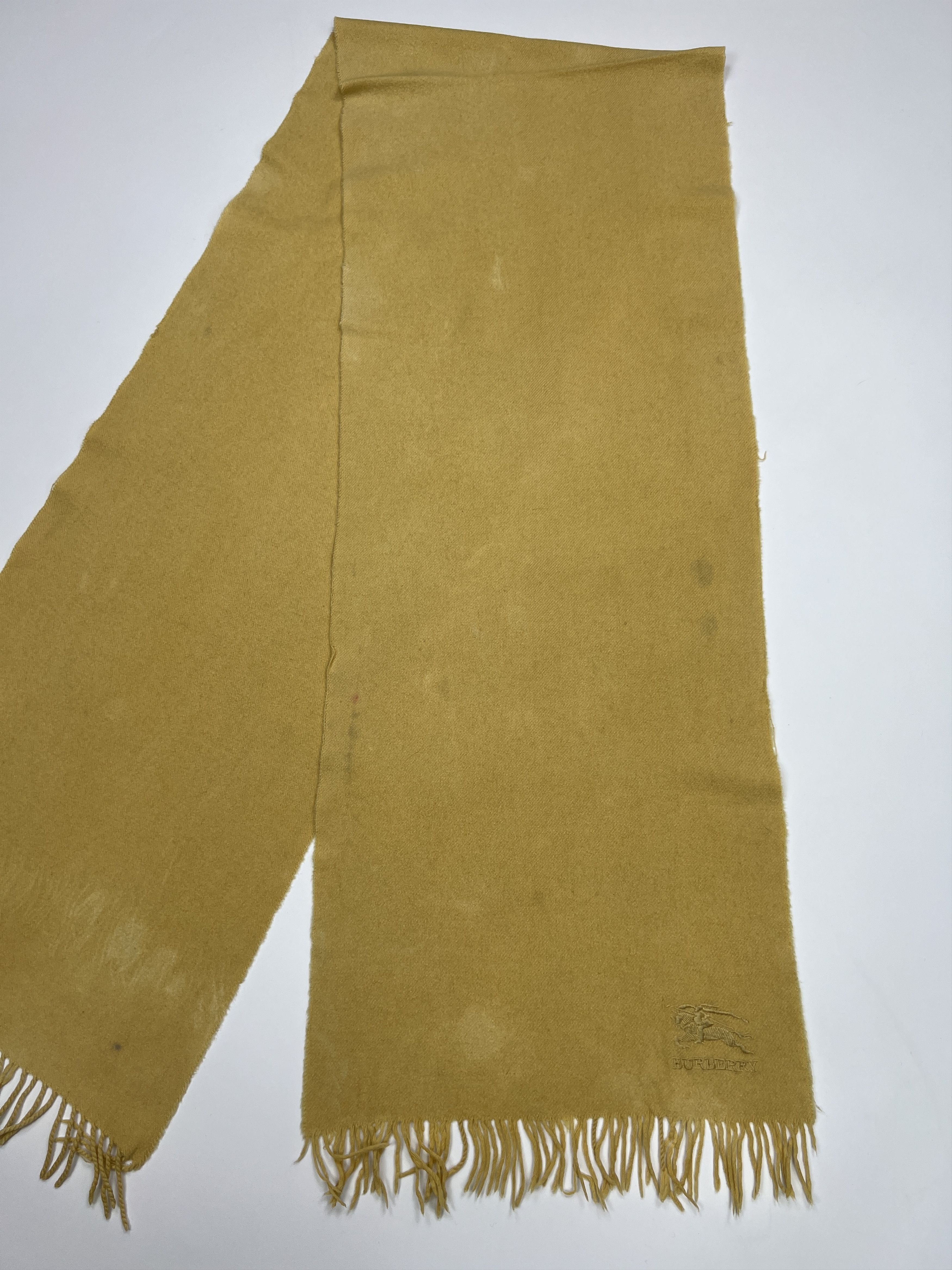 Burberry Vintage Burberry 2M Yellow Cashmere Scarf Embroidered Size ONE SIZE - 8 Thumbnail
