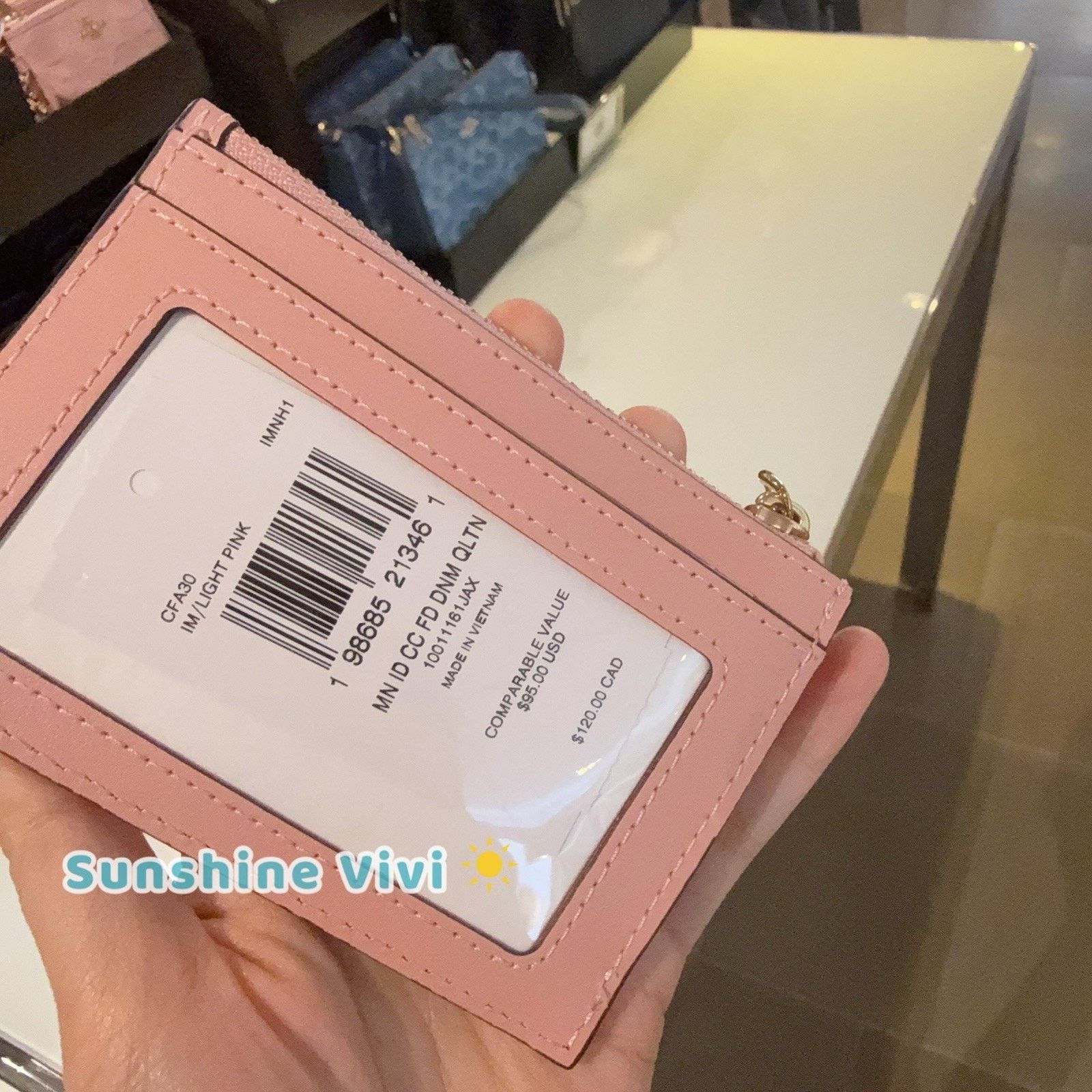 Coach NWT Coach Mini Skinny Id Case Denim Charm CFA30 Light Pink Size ONE SIZE - 5 Thumbnail