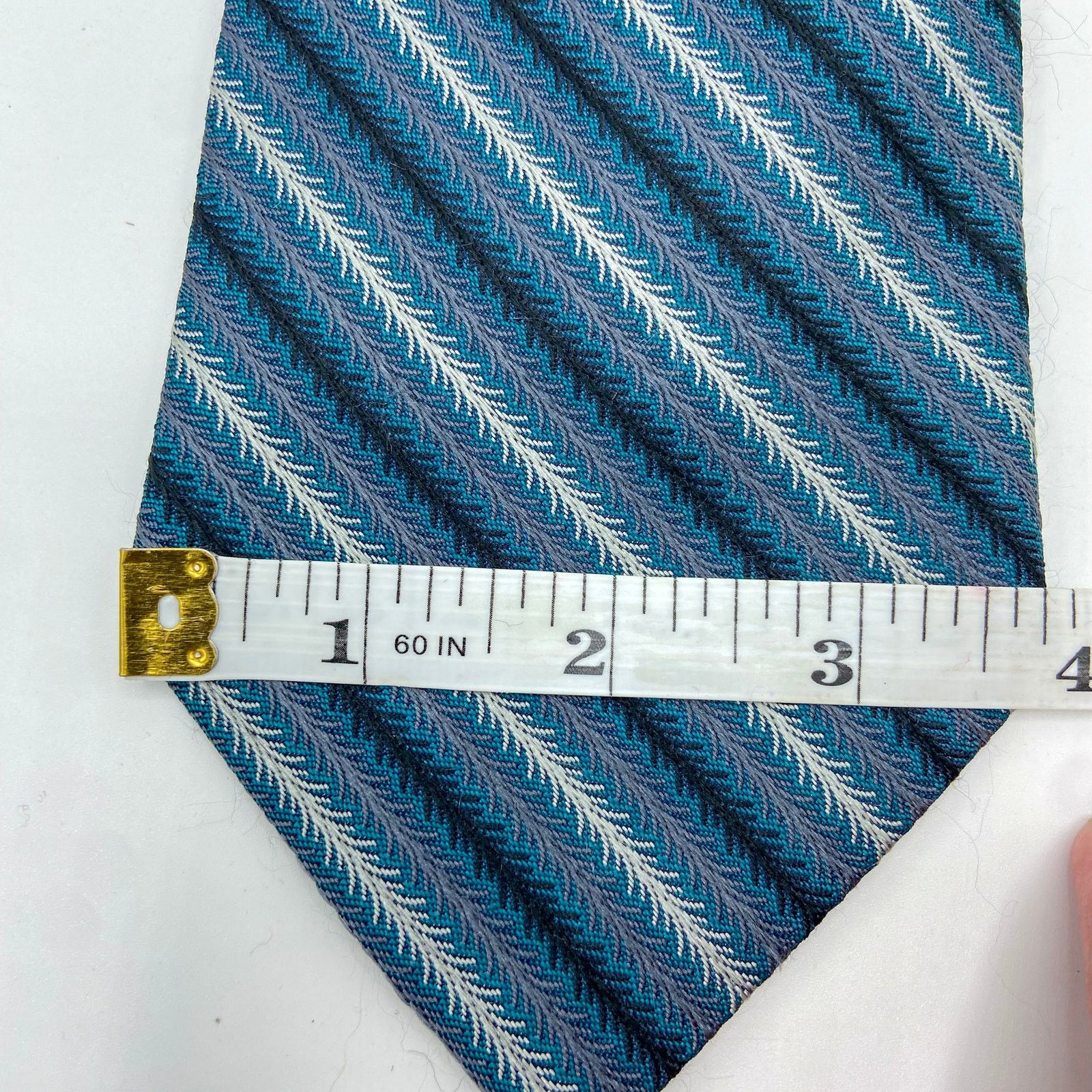 Coach Coach Necktie Teal Blue Diagonal Stripe Silk Jacquard Italy Size ONE SIZE - 2 Thumbnail