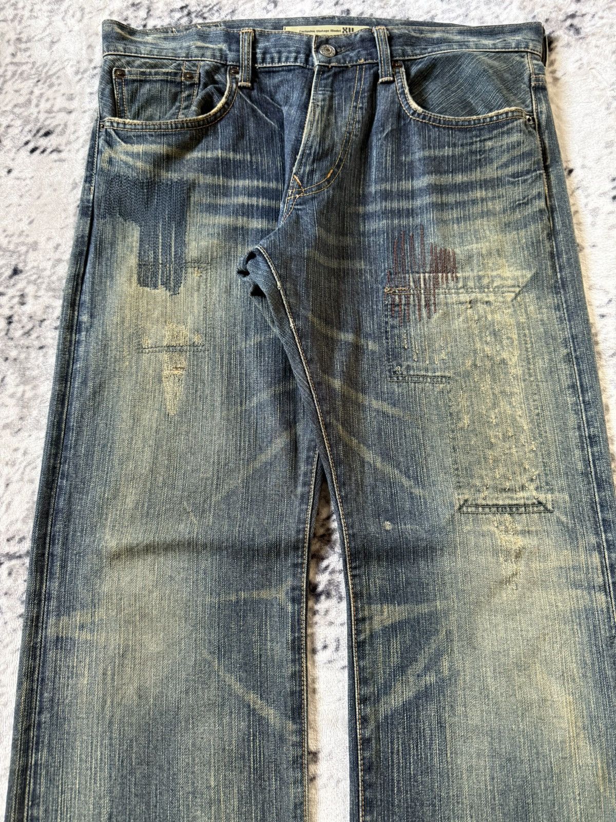 Japanese Brand Vintage Edwin 403xv Stitch Repaired Mud Wash Straight Jeans Size US 34 / EU 50 - 3 Thumbnail