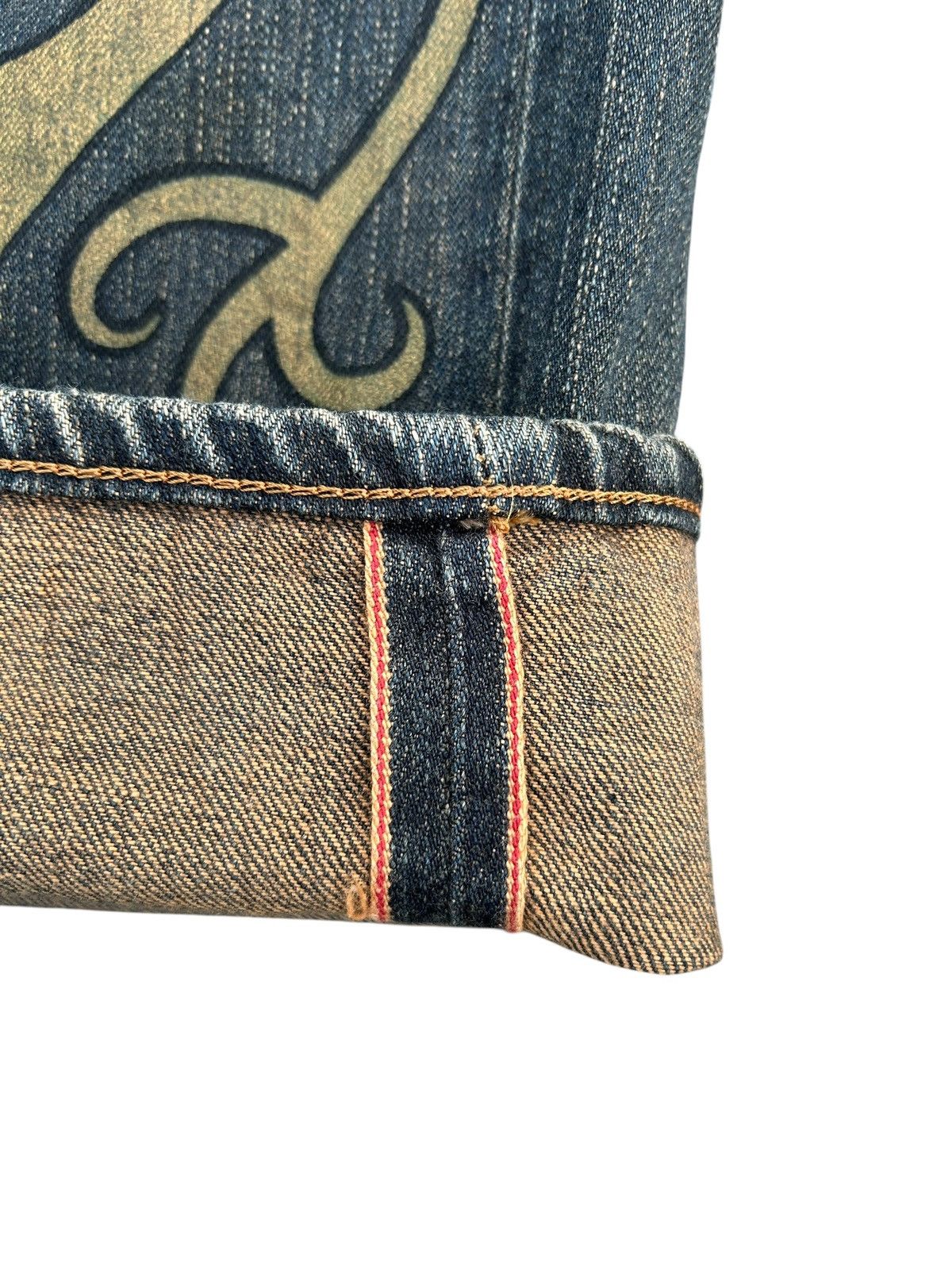 Kapital VINTAGE EDWIN 505 SELVEDGE RUSTY DISTRESSED DENIM JEANS Size US 32 / EU 48 - 3 Thumbnail
