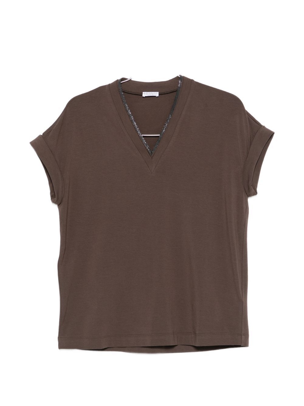 Brunello Cucinelli COTTON V-NECKED T-SHIRT Size L / US 10 / IT 46 - 1 Thumbnail