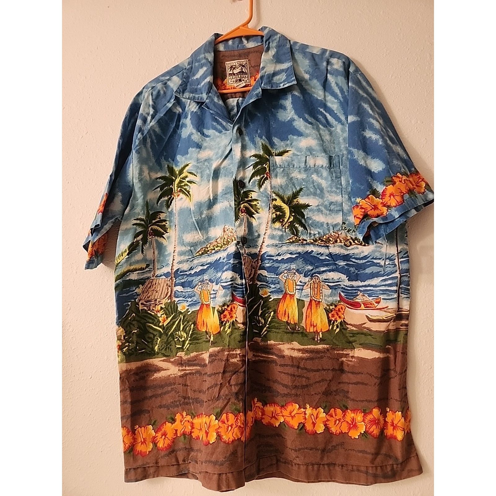 Other Steve & Barry's Hawaiian Shirt Tropical Hula Palm Trees Blue Size US L / EU 52-54 / 3 - 1 Thumbnail