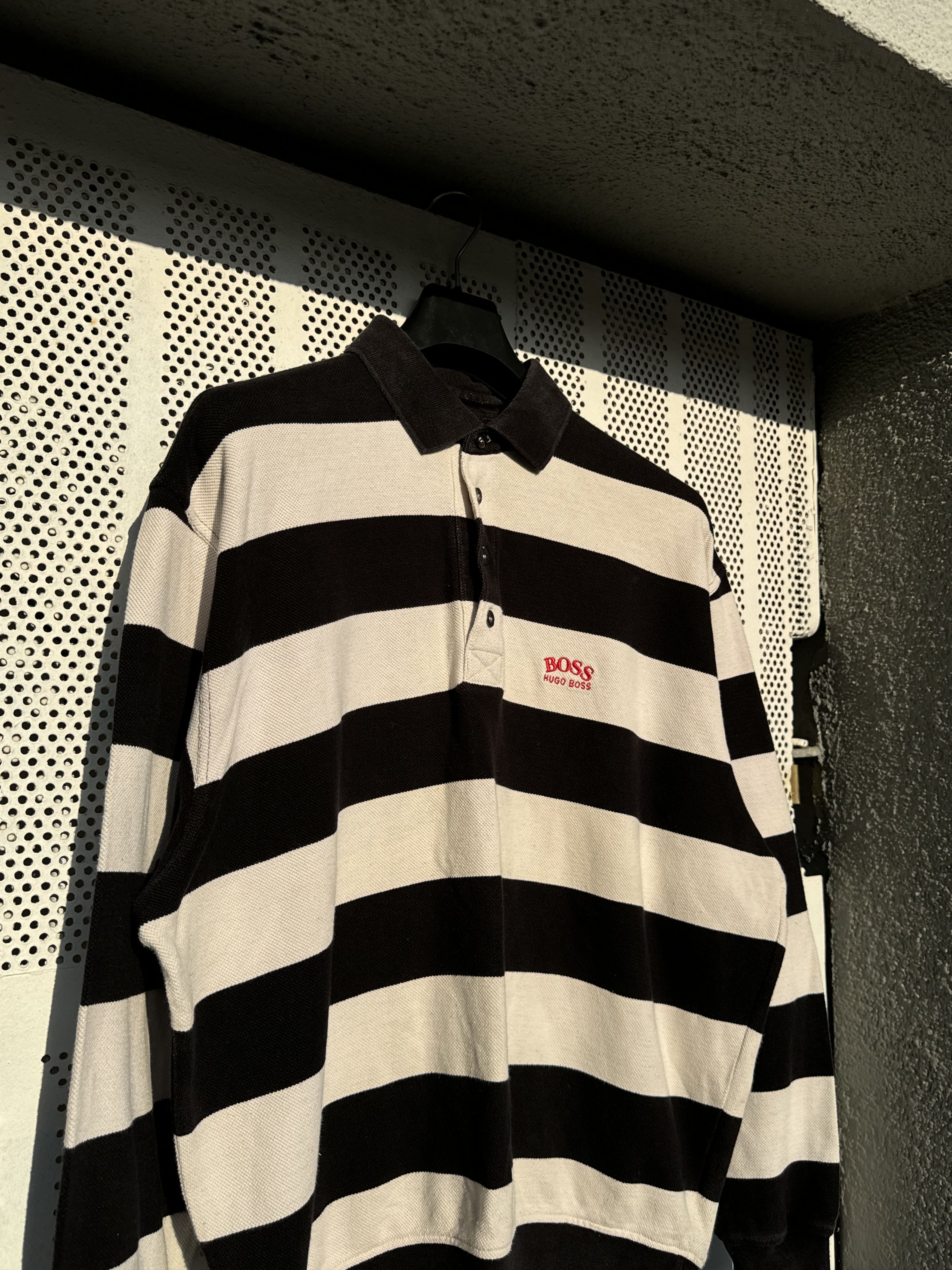 Hugo Boss Vintage Hugo Boss Golf Big Logo Longsleeve Rugby Polo Size US XL / EU 56 / 4 - 2 Thumbnail